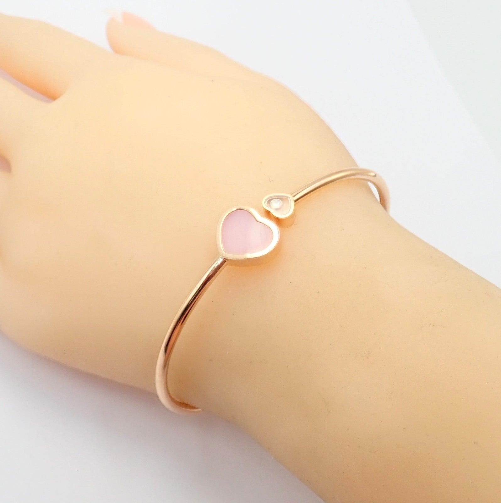 Chopard Jewelry & Watches:Fine Jewelry:Bracelets & Charms Rare! Chopard 18k Rose Gold Happy Hearts Diamond Pink Opal Bracelet