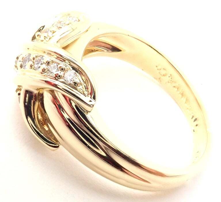 Authentic! Tiffany & Co 18k Yellow Gold Diamond Signature X Band Ring | Fortrove