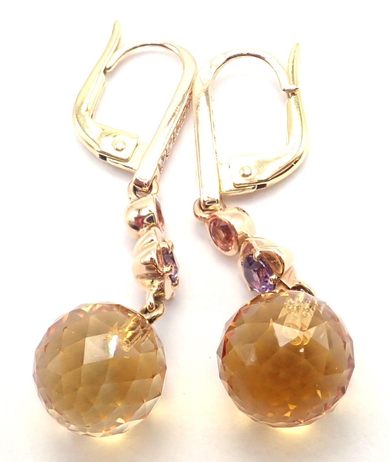 CHANEL Jewelry & Watches:Fine Jewelry:Earrings Authentic! Chanel Mademoiselle 18k Yellow Gold Diamond Amethyst Citrine Earrings