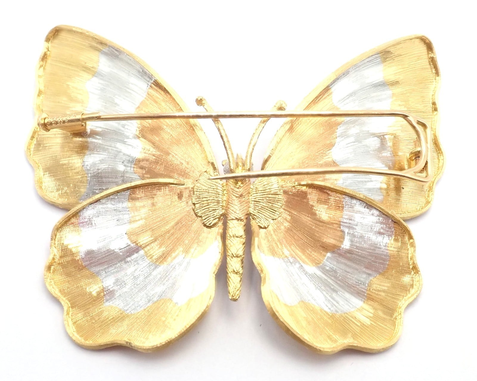 Buccellati Jewelry & Watches:Fine Jewelry:Brooches & Pins Authentic! Buccellati 18k Yellow White Rose Gold Large Butterfly Pin Brooch