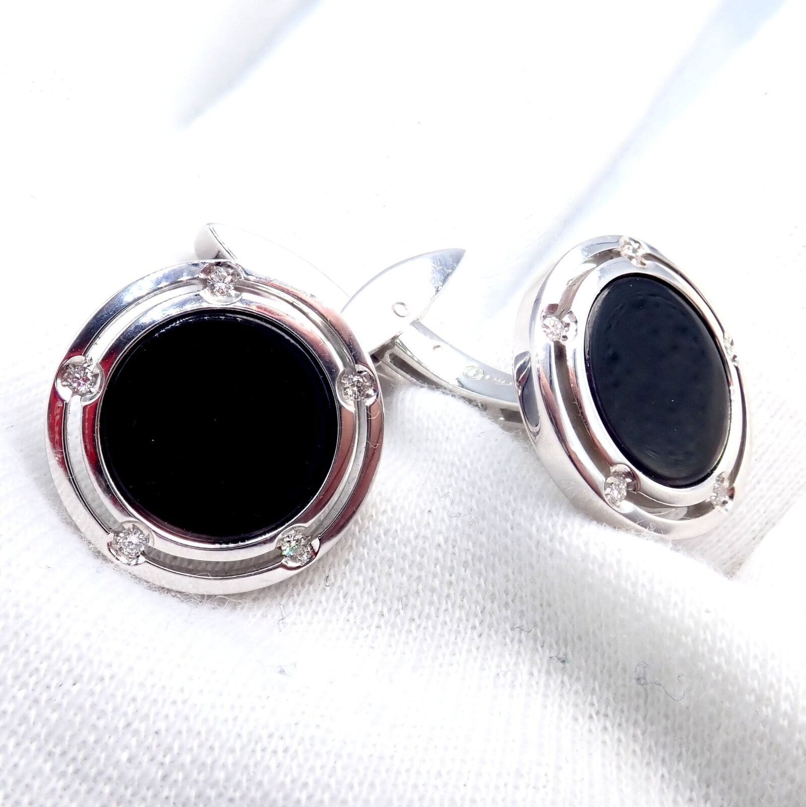 Damiani Jewelry & Watches:Men's Jewelry:Cufflinks Authentic! Damiani Brad Pitt 18k White Gold Diamond Black Onyx Cufflinks