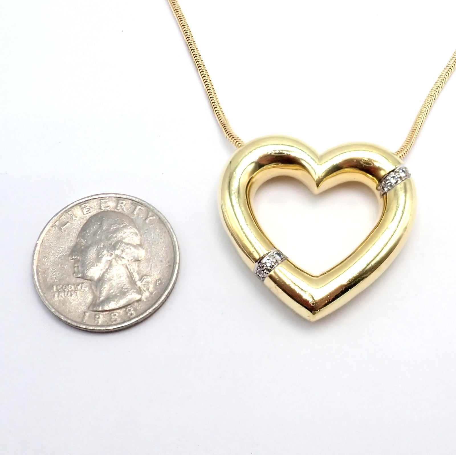 Vintage Tiffany & Co Picasso 18k Yellow Gold Diamond Large Heart Necklace | Fortrove