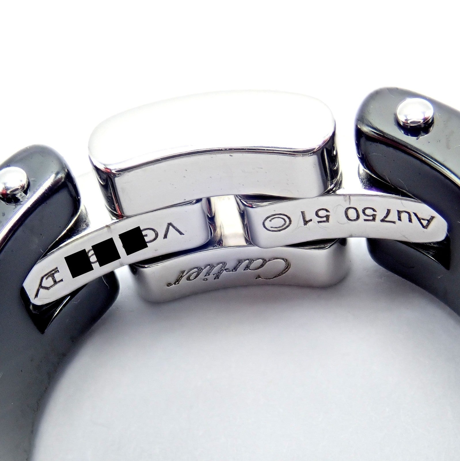 Cartier 18k White Gold Diamond Ceramic Maillon Panthere Ring Size 51 US 5.75 | Fortrove