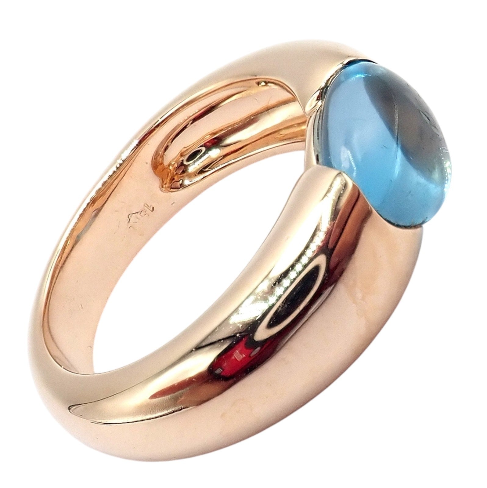 Rare! Authentic Pomellato 18k Rose Gold Sassi Large Blue Topaz Ring Sz 6.5 | Fortrove