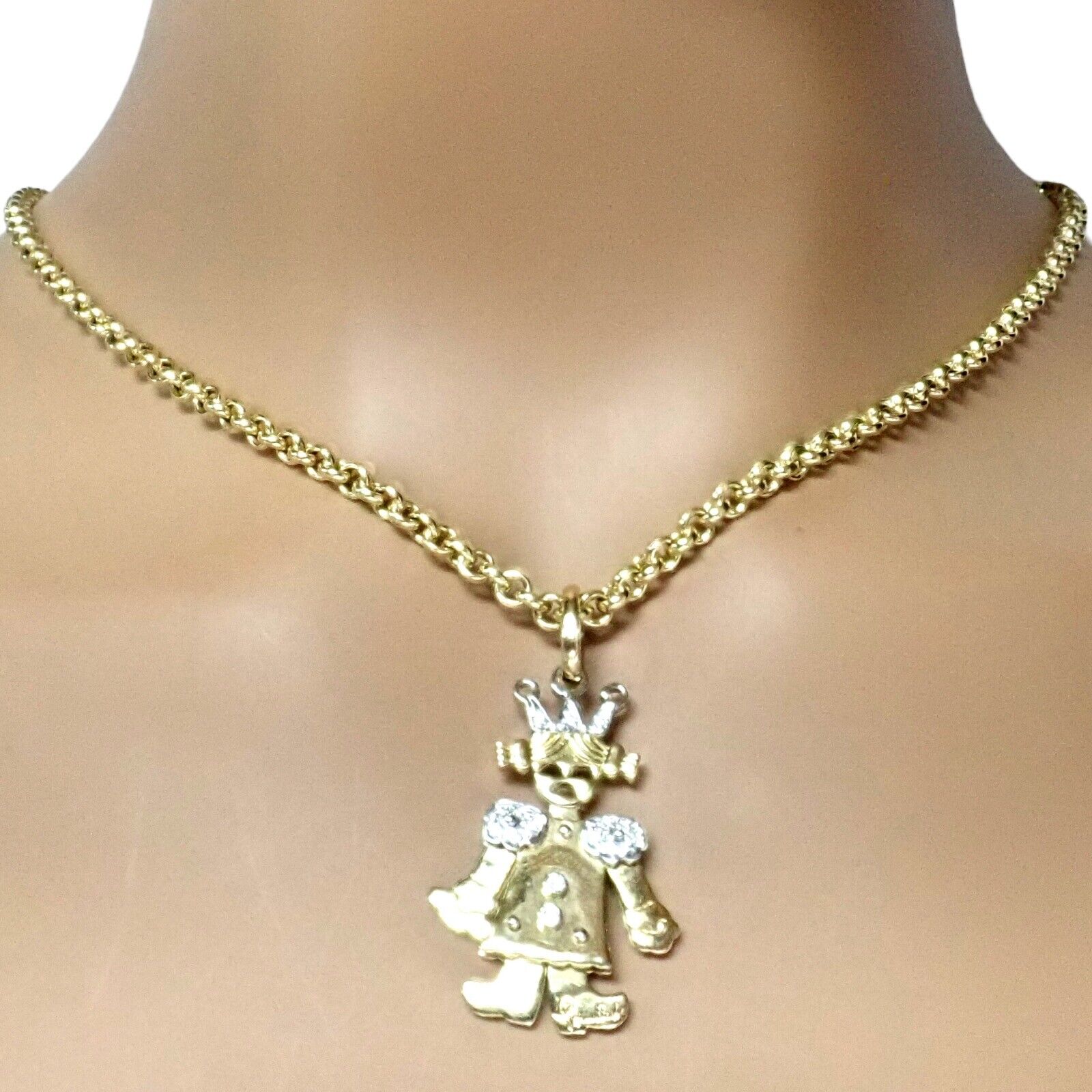 Pomellato Jewelry & Watches:Fine Jewelry:Necklaces & Pendants Pomellato 18k Yellow White Gold Animated XL Diamond Queen Pendant Link Necklace