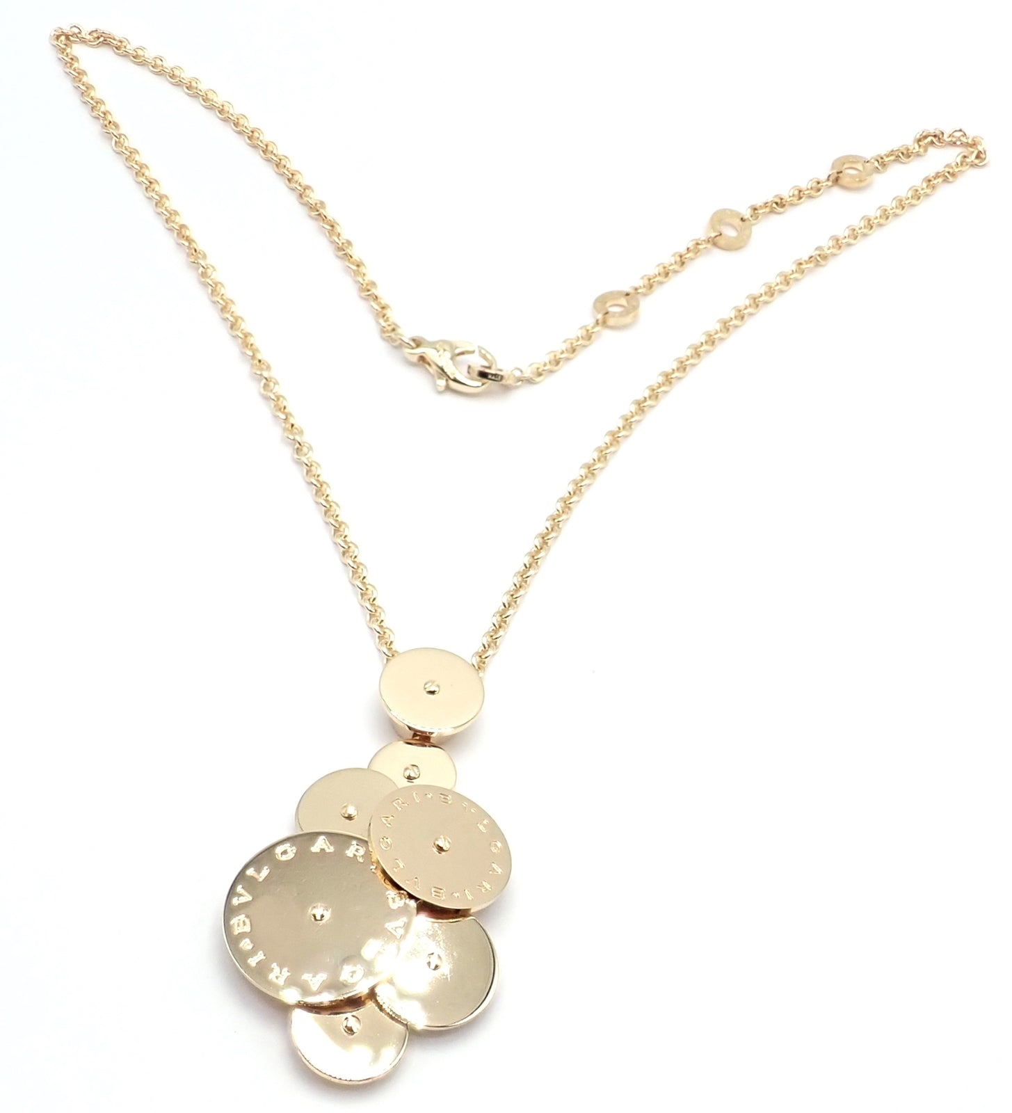 Authentic! Bulgari Bvlgari Cicladi 18k Yellow Gold Large Pendant Link Necklace | Fortrove
