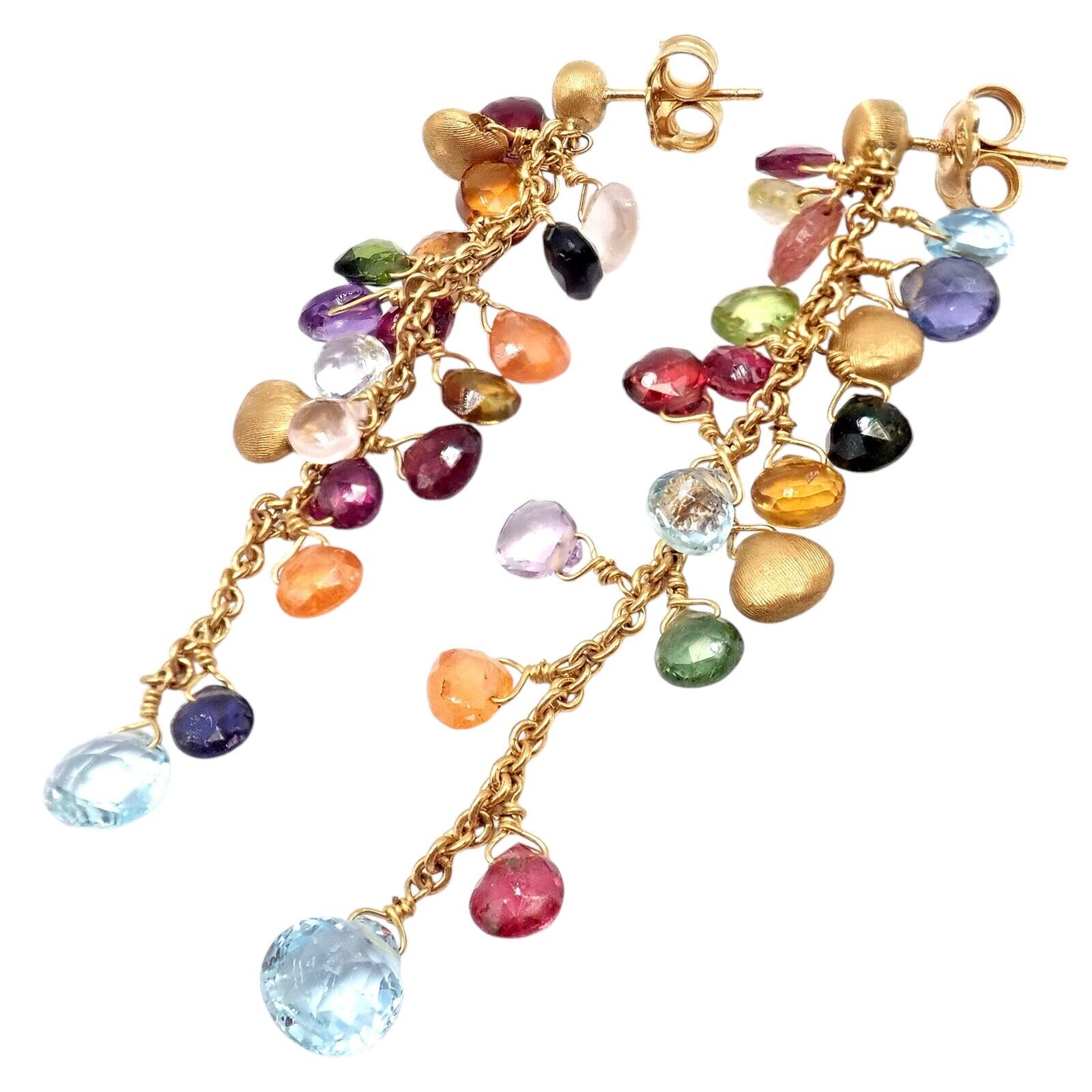 Marco Bicego Jewelry & Watches:Fine Jewelry:Earrings Authentic! Marco Bicego 18k Yellow Gold Paradise Multicolor Gems Earrings