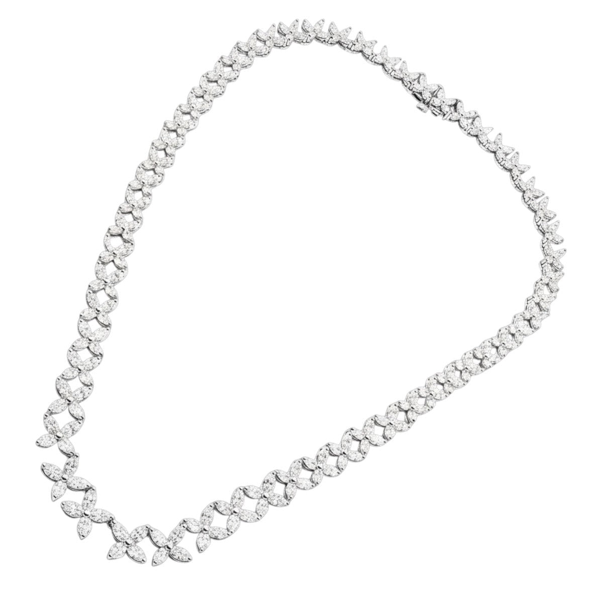 Authentic Tiffany & Co Victoria Platinum Graduated Marque Shape Diamond Necklace | Fortrove