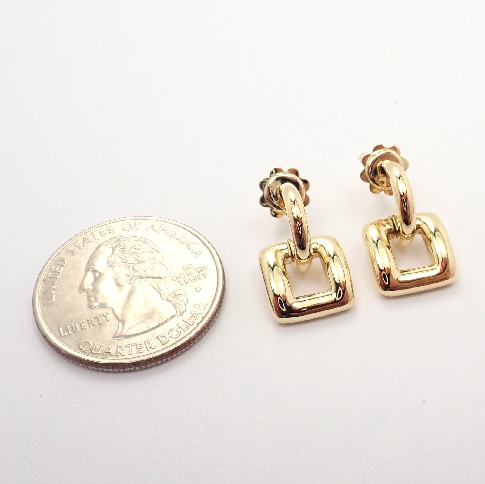 Rare! Authentic Vintage Tiffany & Co 18k Yellow Gold Square Earrings 2001 | Fortrove