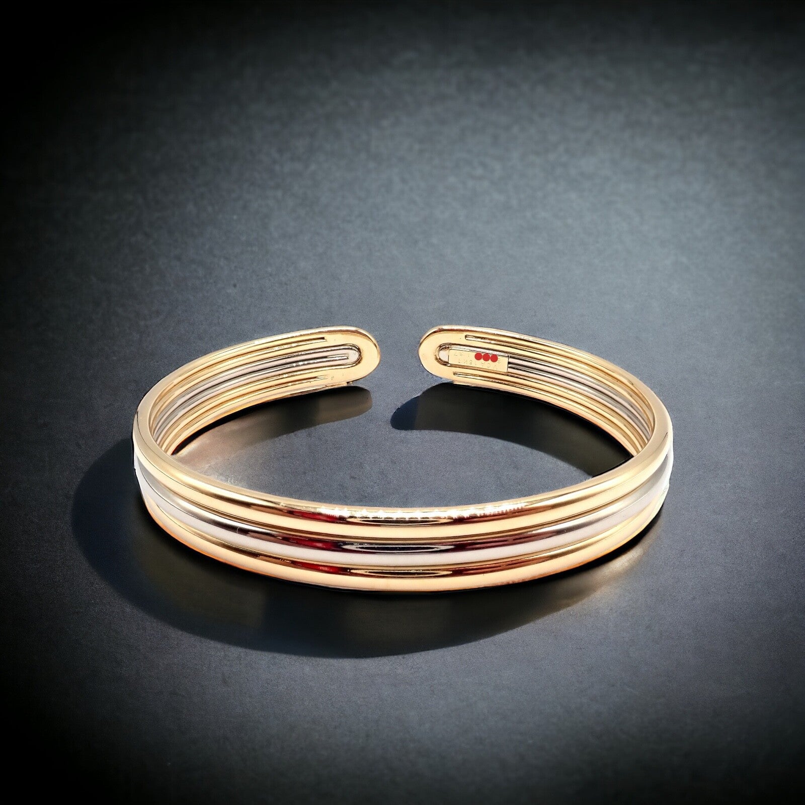 Authentic! Van Cleef & Arpels 18k Yellow & White Gold Bangle Cuff Bracelet | Fortrove