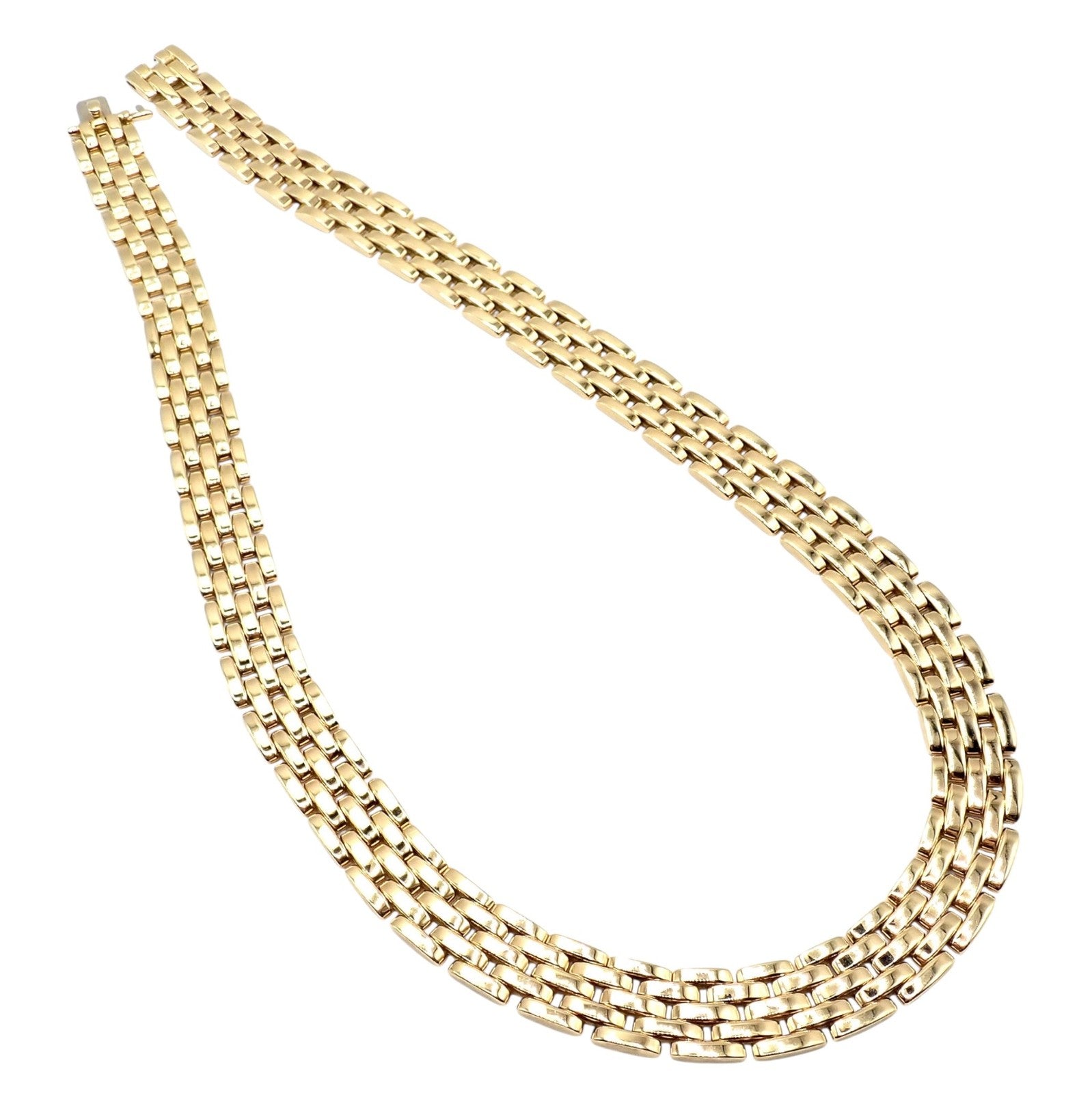 Cartier 5 Row Maillon Panther Panthere 18k Yellow Gold 20" Long Necklace Paper | Fortrove