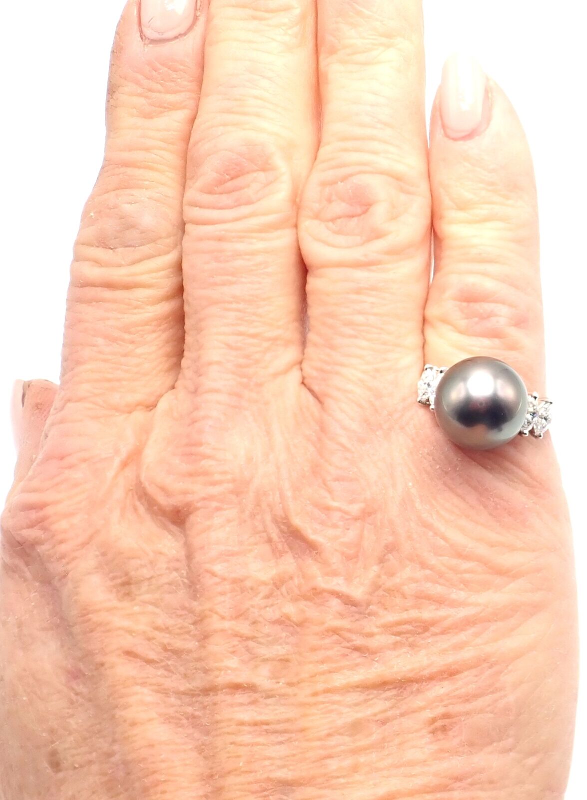 Mikimoto Jewelry & Watches:Fine Jewelry:Rings Authentic! Mikimoto Platinum Tahitian Pearl Diamond Ring