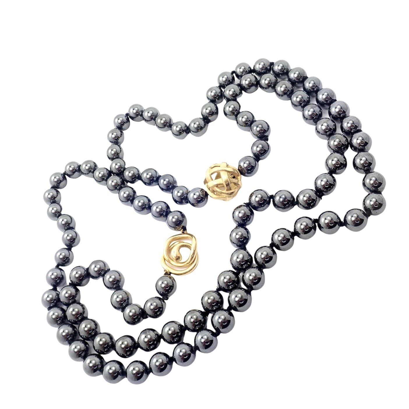 Angela Cummings Jewelry & Watches:Fine Jewelry:Necklaces & Pendants Authentic! Angela Cummings 18k Yellow Gold Hematite Bead 38" Long Necklace 1988