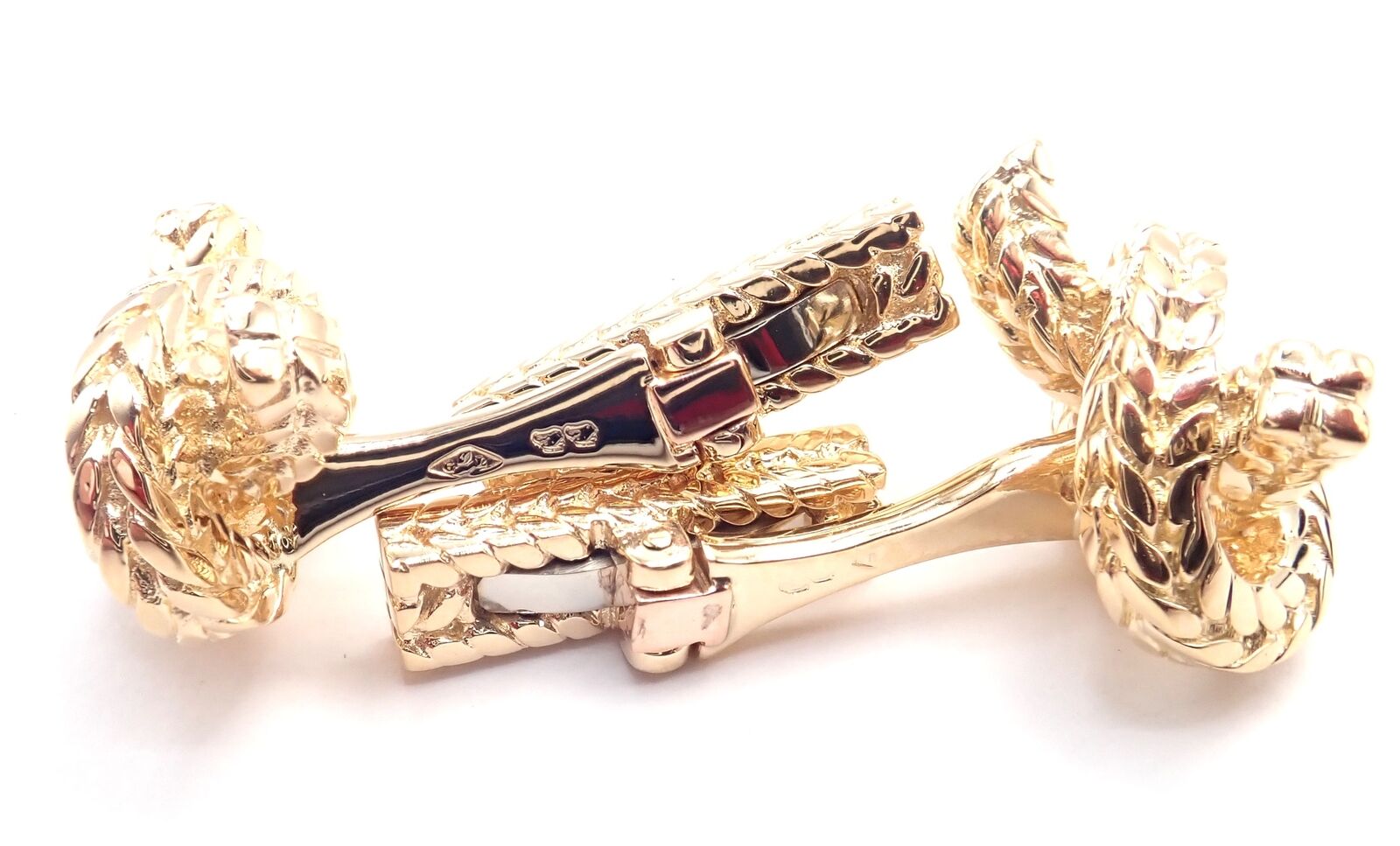 Vintage! Hermes Georges L'Enfant 18k Yellow Gold Twisted Rope Knot Cufflinks | Fortrove