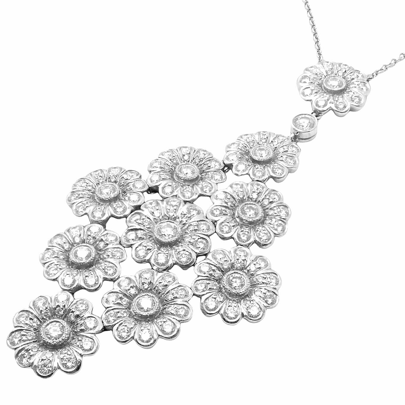 Tiffany & Co. Jewelry & Watches:Fine Jewelry:Necklaces & Pendants Authentic! Tiffany & Co Platinum Diamond Large Daisy Flower Pendant Necklace