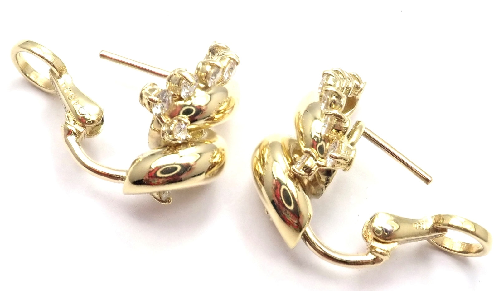 Rare! Authentic Tiffany & Co 18k Yellow Gold Diamond Swirl Earrings | Fortrove