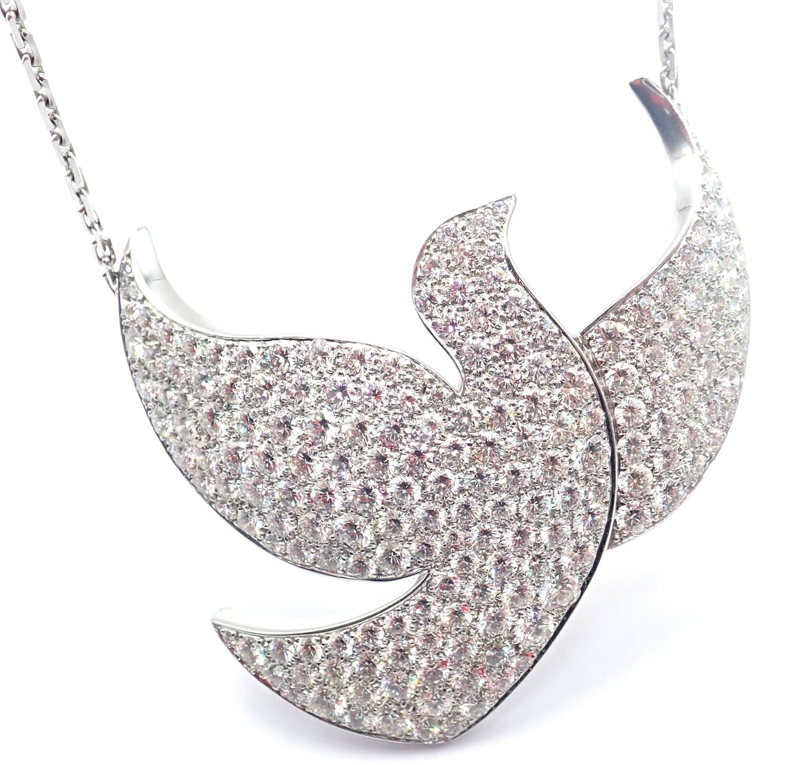 Authentic! Cartier Colombe Dove Of Peace 18k White Gold Diamond Necklace Paper | Fortrove