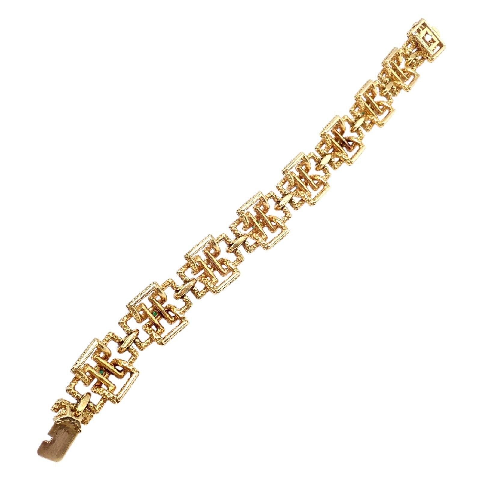 Tiffany & Co. Jewelry & Watches:Fine Jewelry:Bracelets & Charms Vintage Tiffany & Co France 18k Yellow Gold Diamond Emerald Bracelet