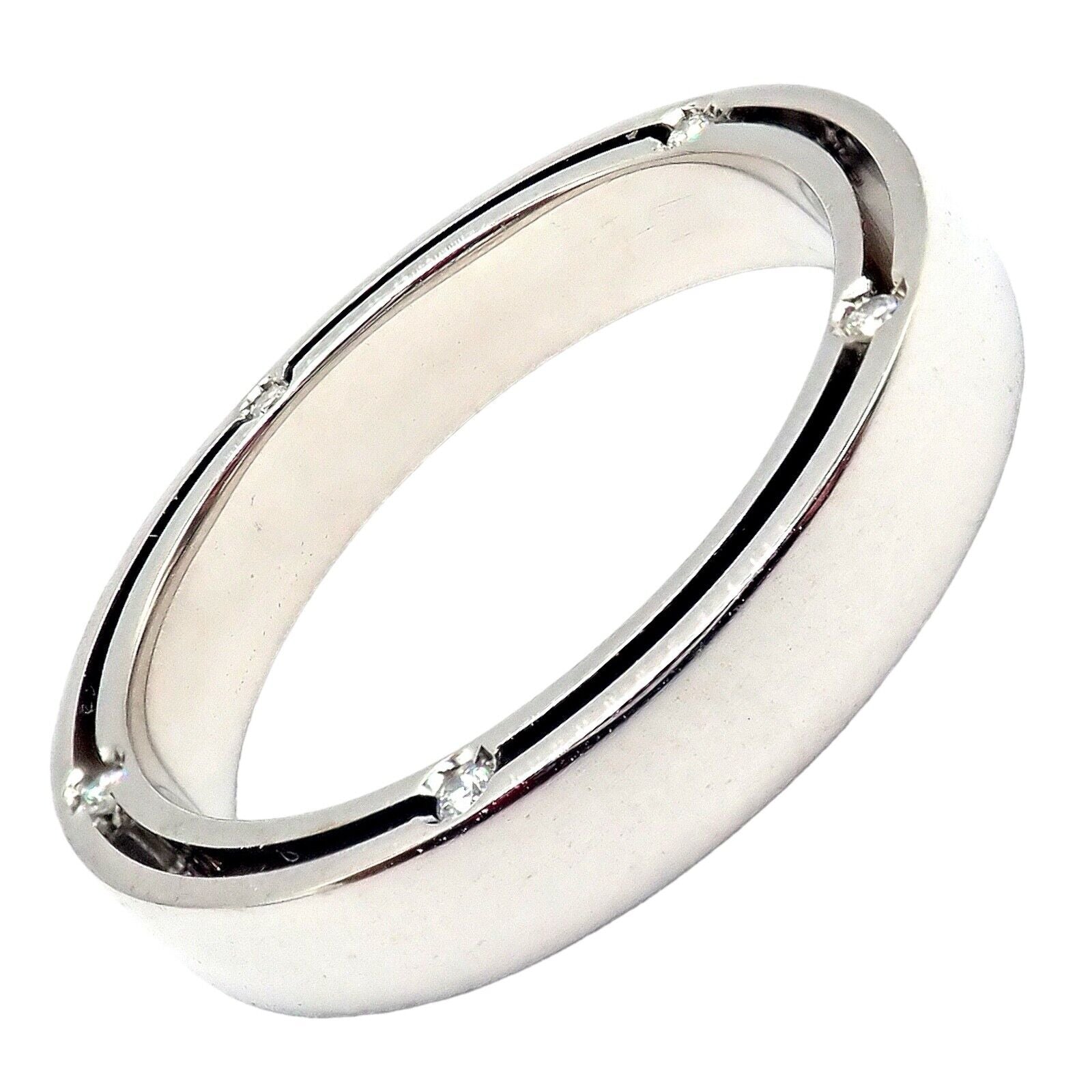 Damiani Jewelry & Watches:Fine Jewelry:Rings Authentic! Damiani 18k White Gold Diamond D Side 4mm Band Ring Sz 7.75