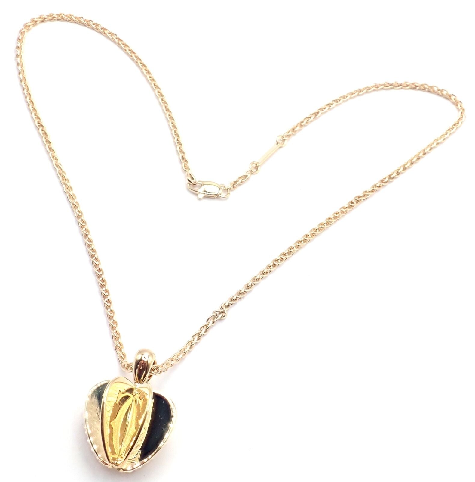 Authentic! Cartier 18k Yellow Gold Double C 3D Apple Pendant Chain Necklace | Fortrove