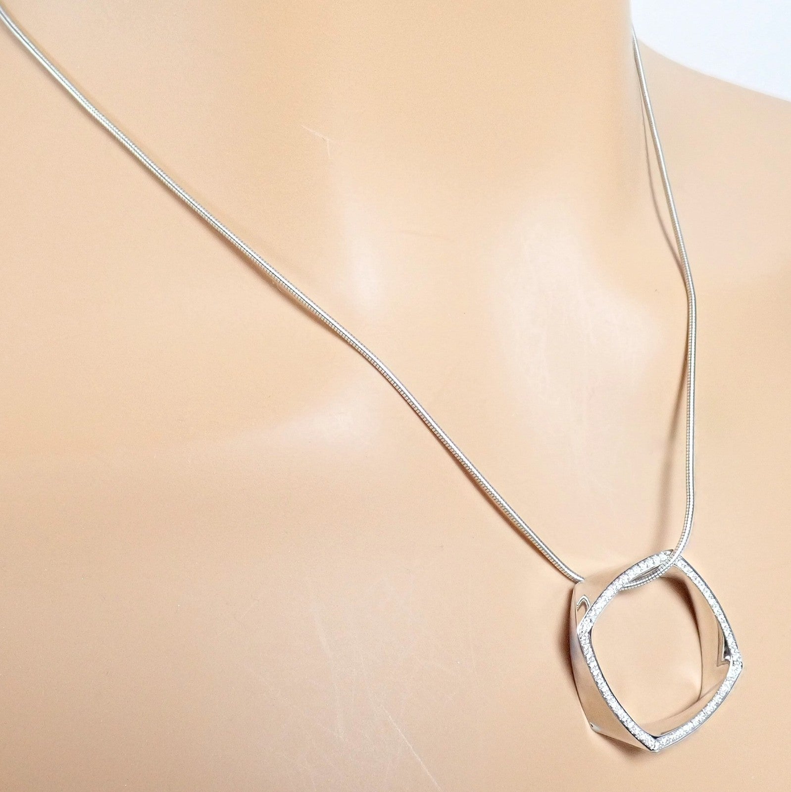 Tiffany & Co. Jewelry & Watches:Fine Jewelry:Necklaces & Pendants Authentic Tiffany & Co 18k White Gold Frank Gehry Diamond Torque Square Necklace