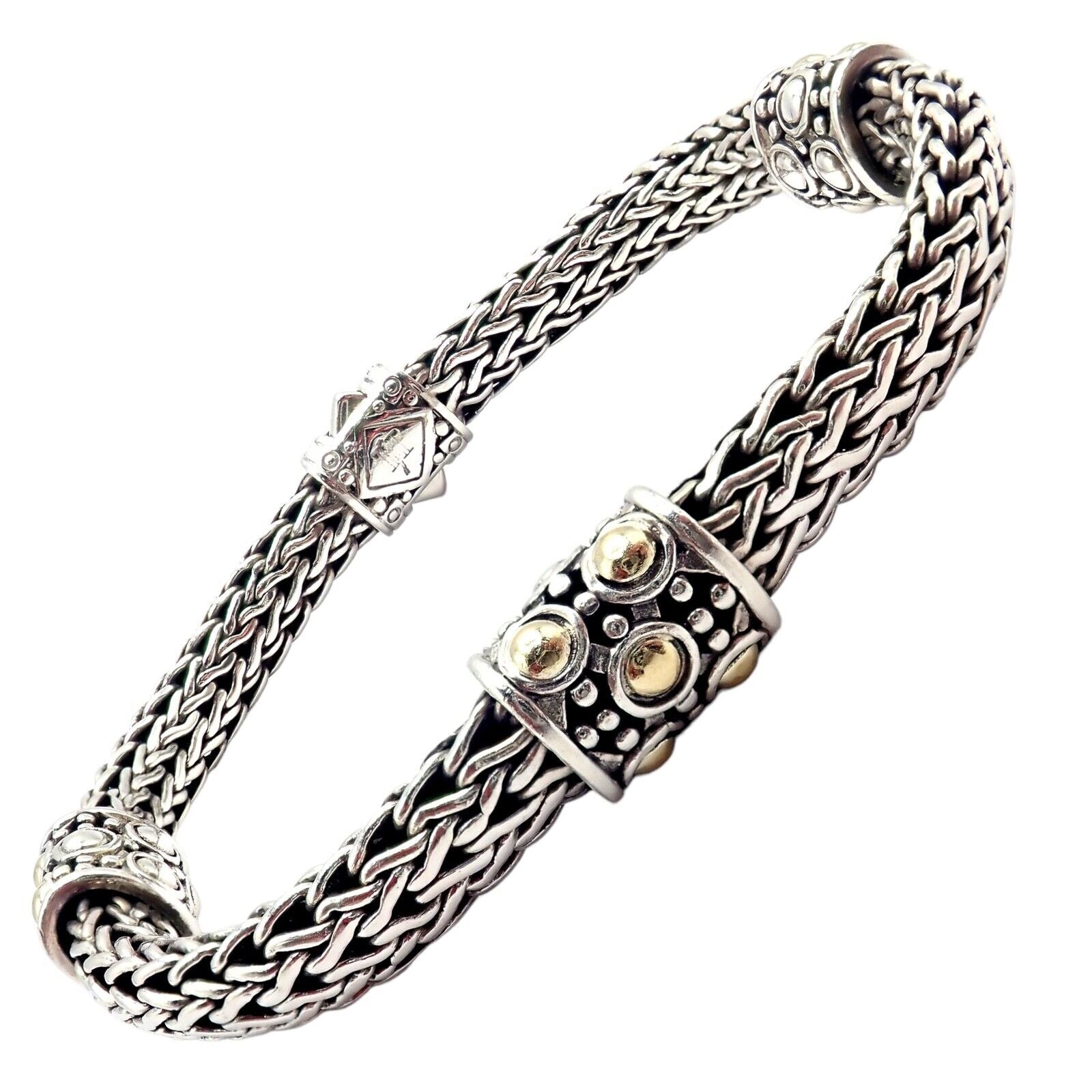 John Hardy Jewelry & Watches:Fine Jewelry:Bracelets & Charms John Hardy JH Silver 18k Yellow Gold Jaisalmer Classic Wheat Dot Bracelet