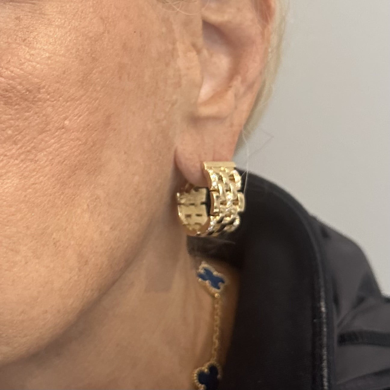 Authentic Cartier Maillon Panthere 18K Gold Diamond Five Row Link Gold Earrings | Fortrove
