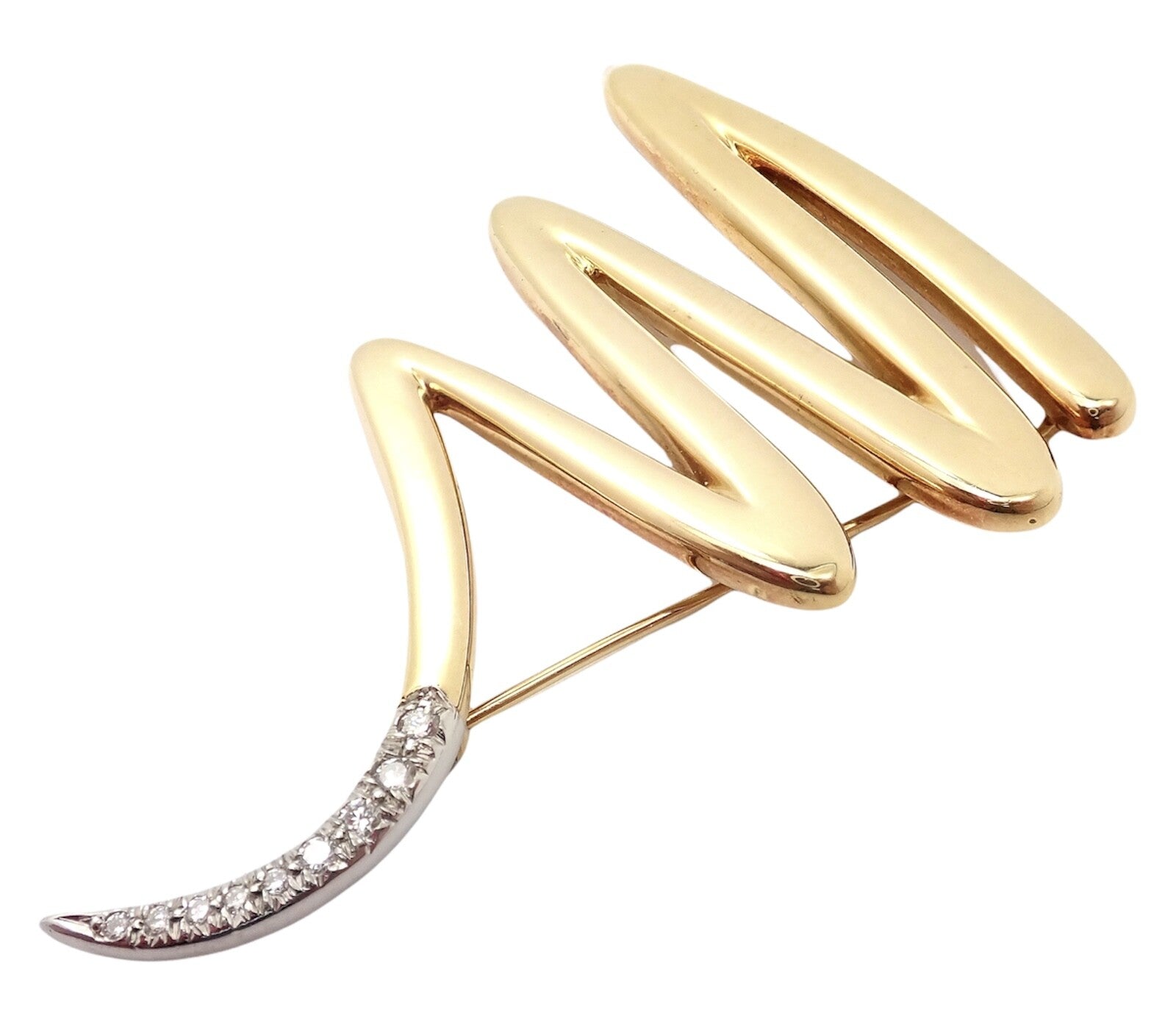 Tiffany & Co 18k Yellow Gold Platinum Picasso Diamond Large Squiggle Pin Brooch | Fortrove
