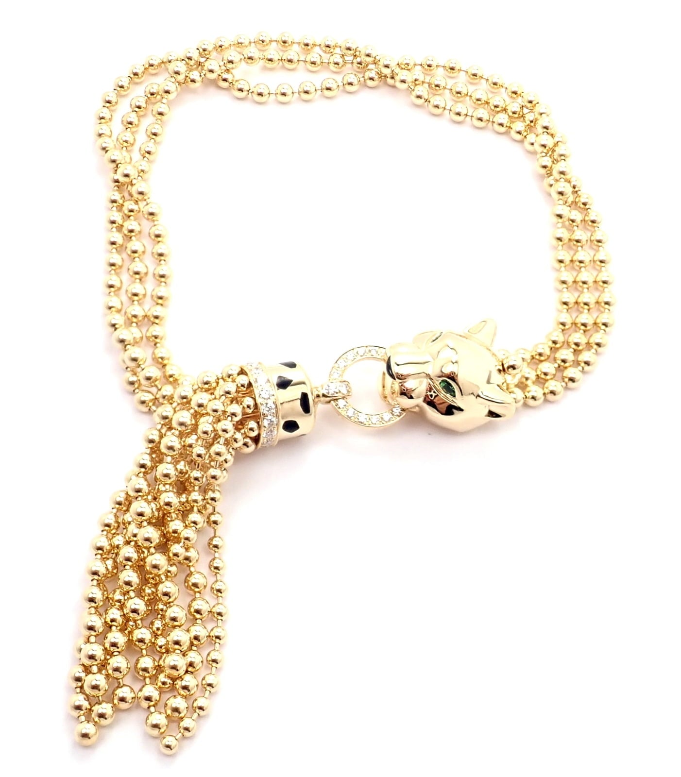 Cartier Jewelry & Watches:Fine Jewelry:Bracelets & Charms Authentic Panthere De Cartier Panther 18k Yellow Gold Diamond Tsavorite Bracelet