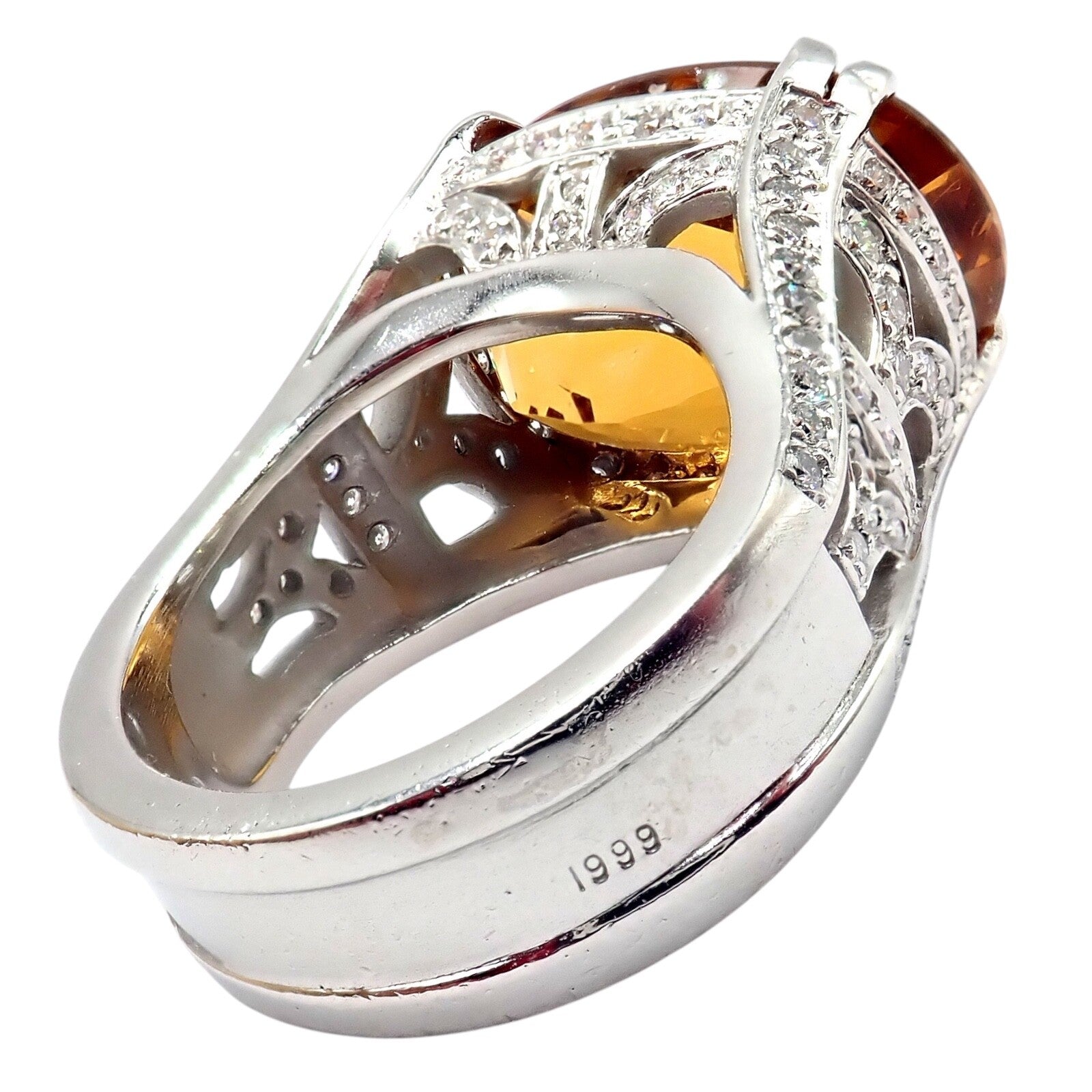 Kieselstein Cord Platinum 2.5ct Diamond Golden Citrine Cockatil Ring 1999 sz 6.5 | Fortrove