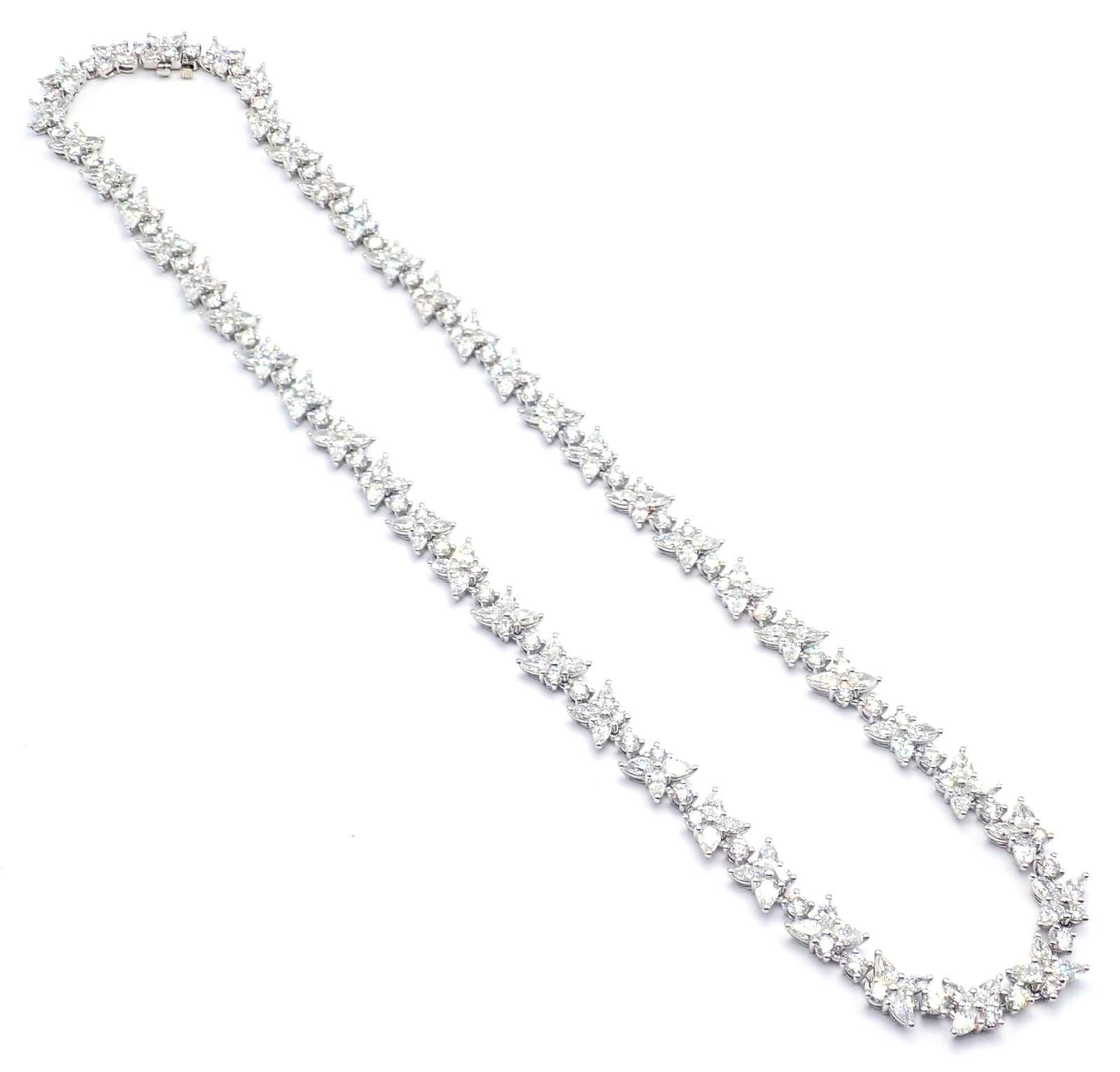 Authentic! Tiffany & Co Victoria Platinum 15.83ct Diamond Mixed Cluster Necklace | Fortrove