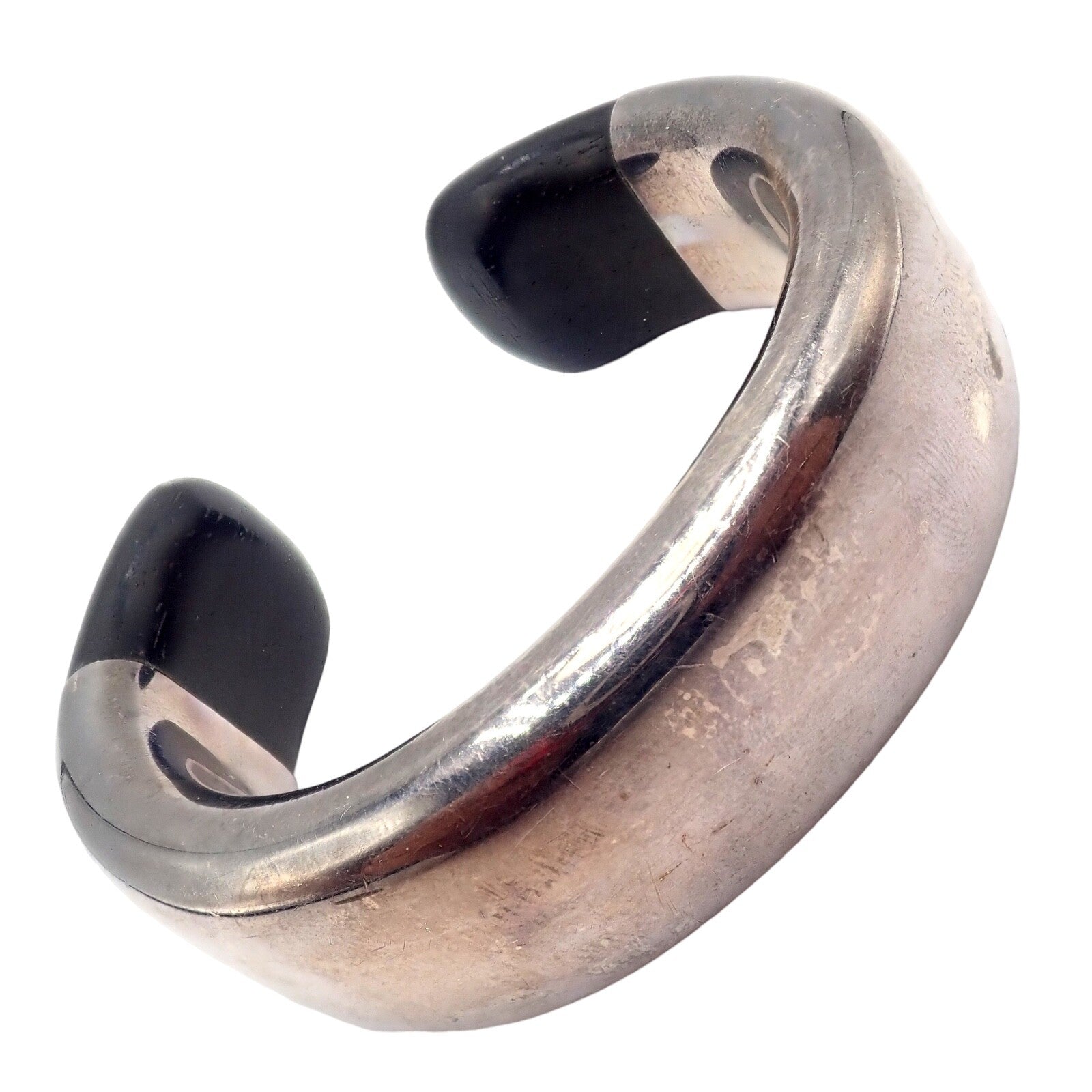 Vintage Tiffany & Co Sterling Silver Andreas Mikkelson Ebony Wood Cuff Bracelet | Fortrove