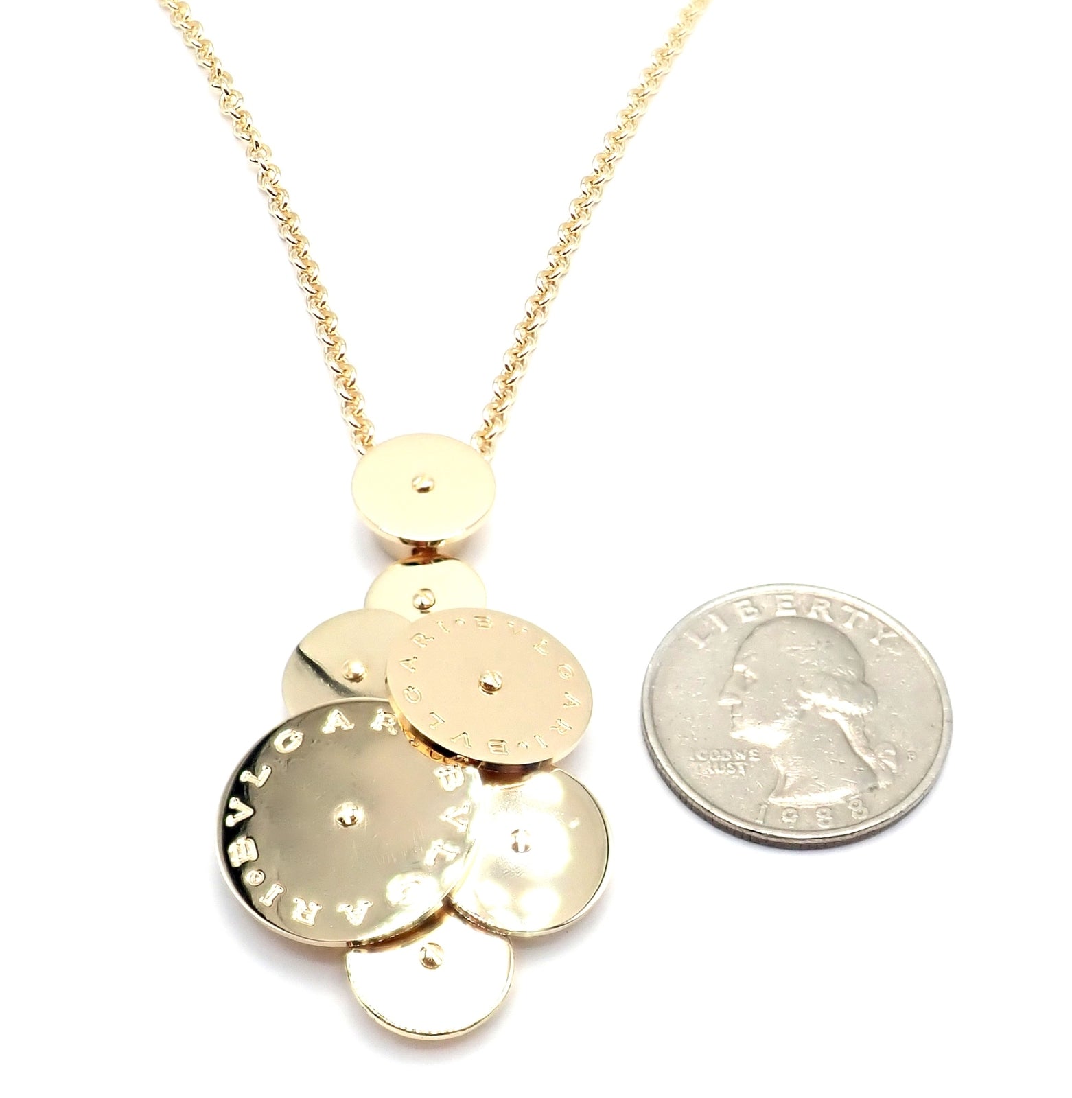 Authentic! Bulgari Bvlgari Cicladi 18k Yellow Gold Large Pendant Link Necklace | Fortrove