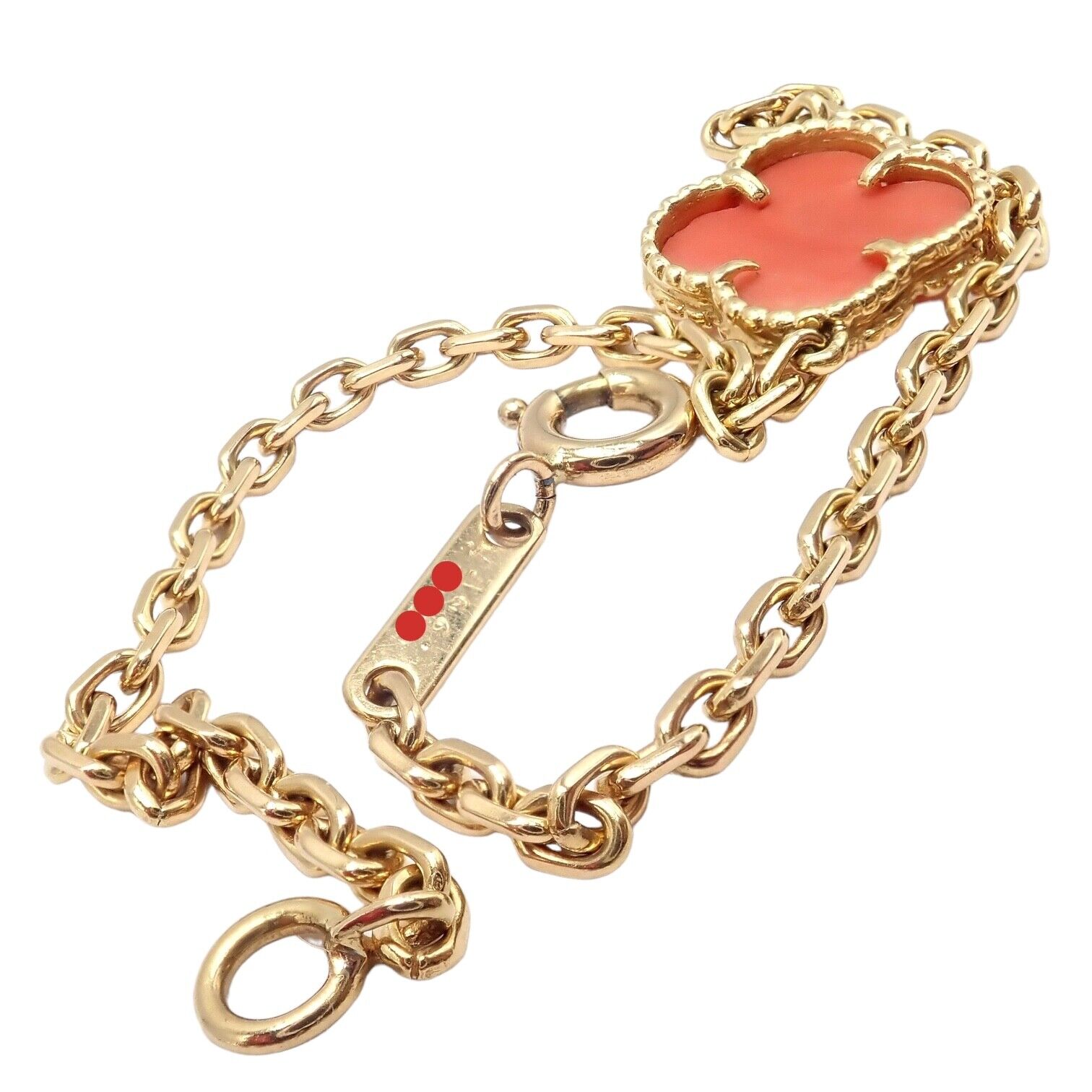 Van Cleef & Arpels Jewelry & Watches:Fine Jewelry:Bracelets & Charms Authentic! Van Cleef & Arpels Vintage Alhambra 18k Yellow Gold Coral Bracelet