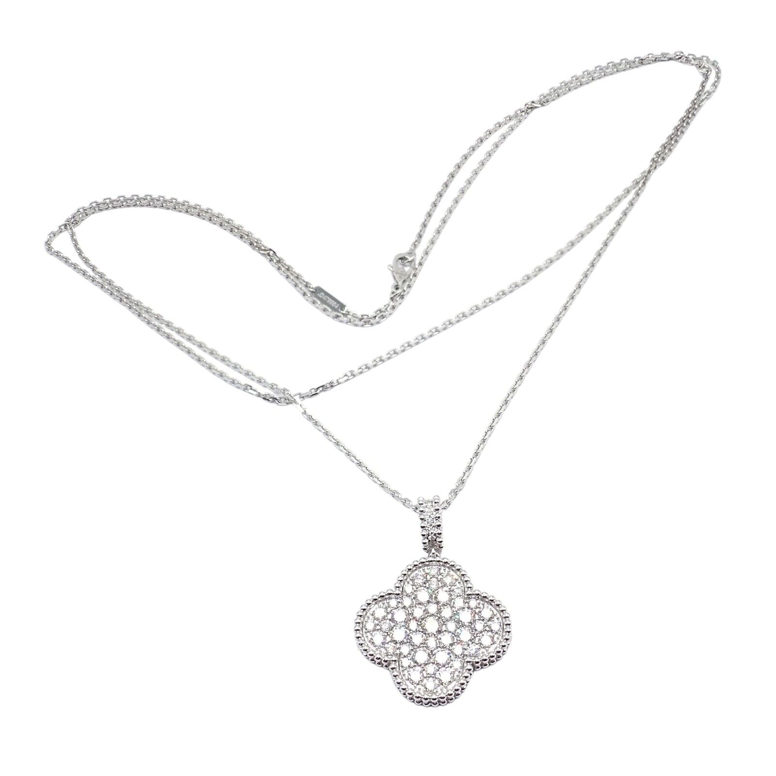 Van Cleef & Arpels Jewelry & Watches:Fine Jewelry:Necklaces & Pendants Van Cleef & Arpels Magic Alhambra 18k White Gold Diamond 1 Motif Long Necklace