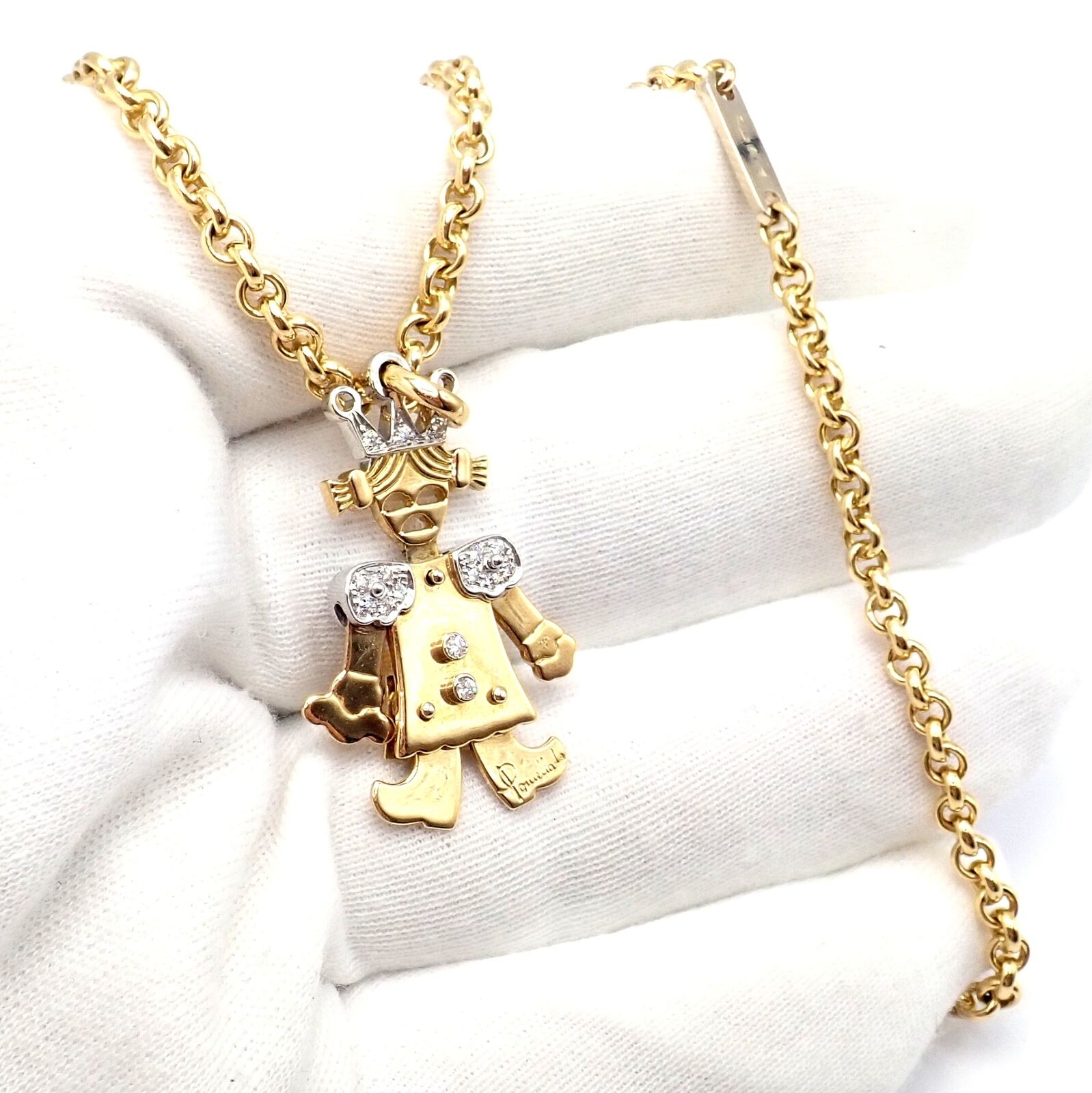 Pomellato Jewelry & Watches:Fine Jewelry:Necklaces & Pendants Pomellato 18k Yellow White Gold Animated XL Diamond Queen Pendant Link Necklace