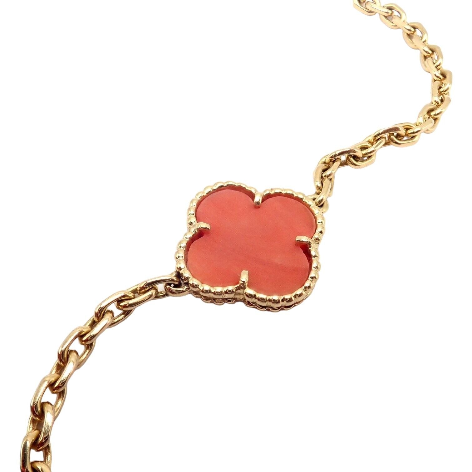 Van Cleef & Arpels Jewelry & Watches:Fine Jewelry:Bracelets & Charms Authentic! Van Cleef & Arpels Vintage Alhambra 18k Yellow Gold Coral Bracelet