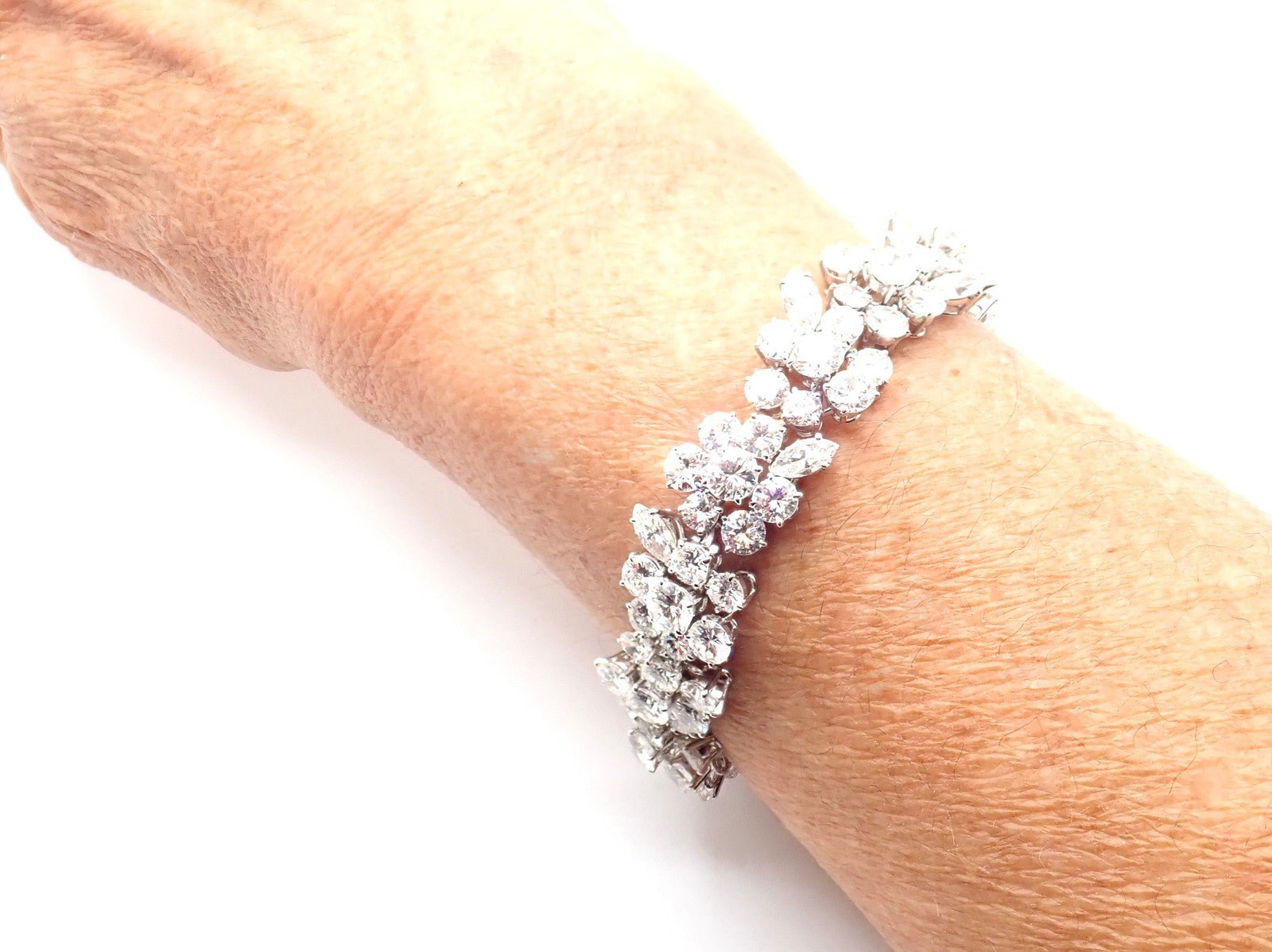 Authentic! Vintage Bvlgari Bulgari Platinum 38ct Diamond Floral Bracelet Paper | Fortrove