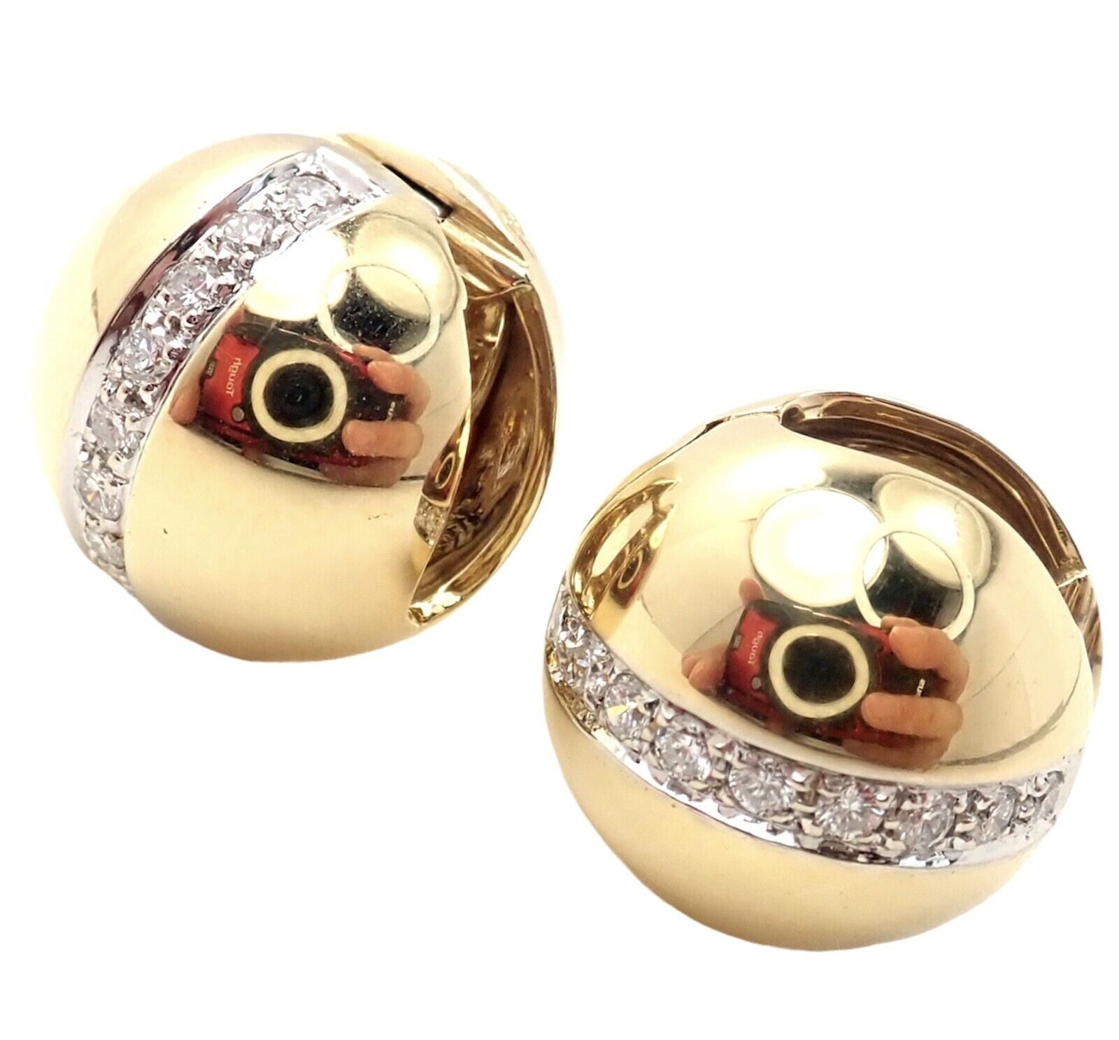 Pomellato Jewelry & Watches:Fine Jewelry:Earrings Rare! Authentic Pomellato 18k Yellow Gold Diamond Globe Hug Earrings