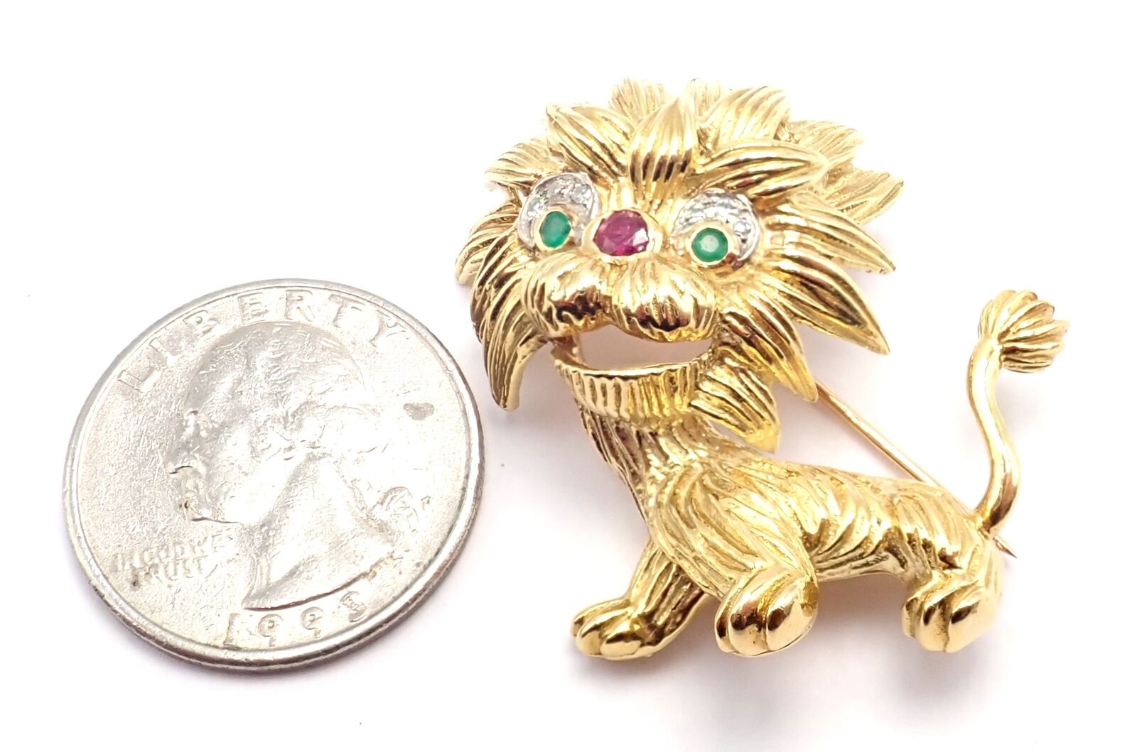 Cartier Jewelry & Watches:Fine Jewelry:Brooches & Pins Authentic! Cartier Whimsical Dragon Lion 18k Yellow Gold Diamond Ruby Pin Brooch