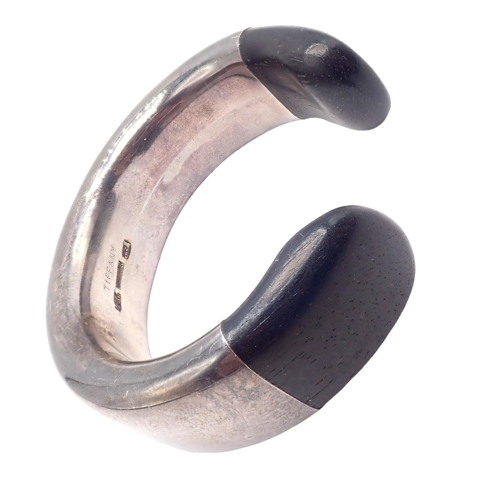 Vintage Tiffany & Co Sterling Silver Andreas Mikkelson Ebony Wood Cuff Bracelet | Fortrove