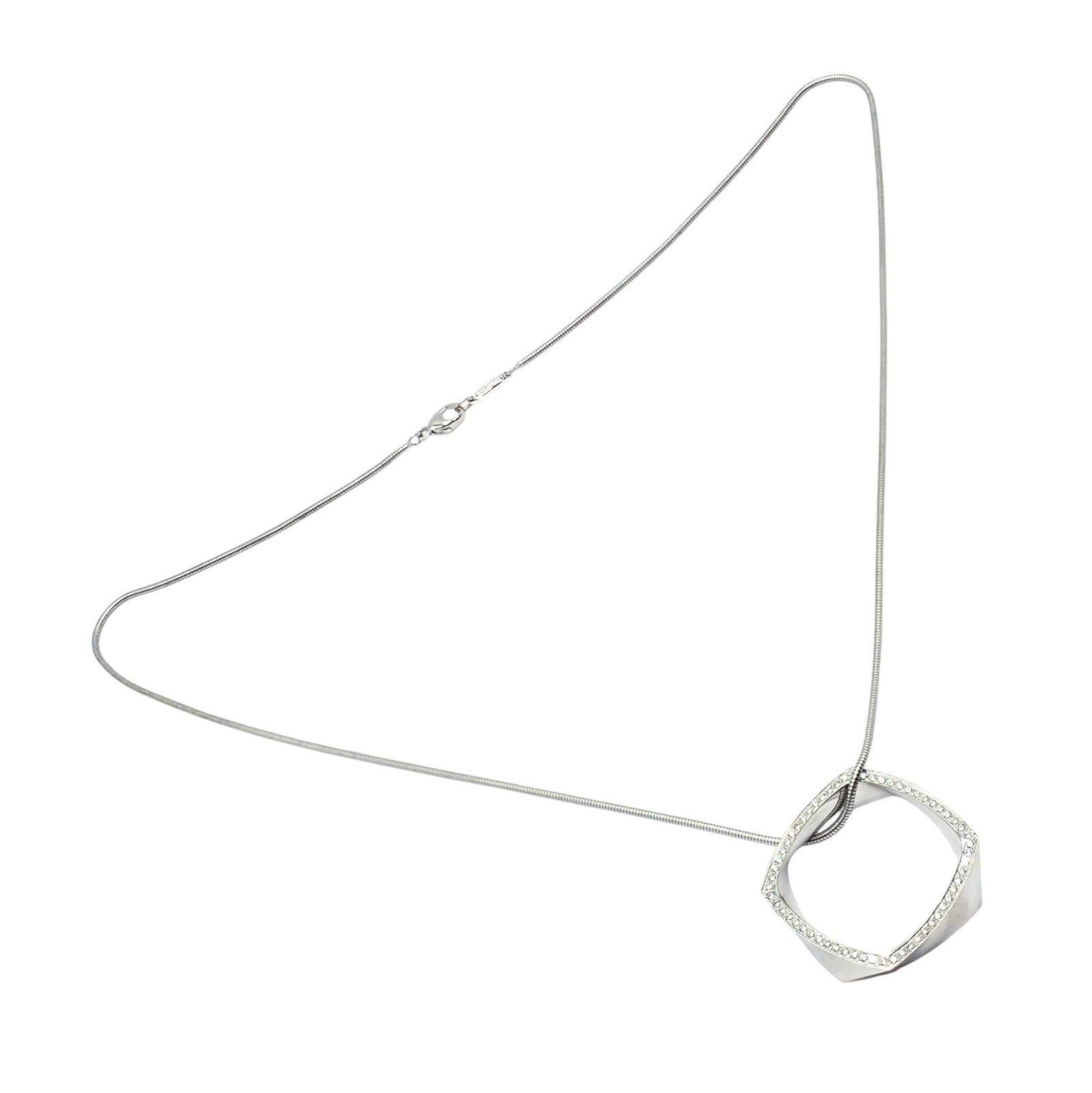 Tiffany & Co. Jewelry & Watches:Fine Jewelry:Necklaces & Pendants Authentic Tiffany & Co 18k White Gold Frank Gehry Diamond Torque Square Necklace