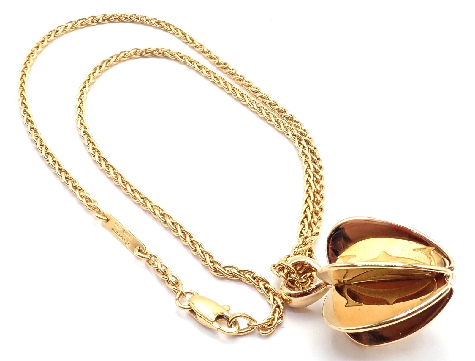 Authentic! Cartier 18k Yellow Gold Double C 3D Apple Pendant Chain Necklace | Fortrove