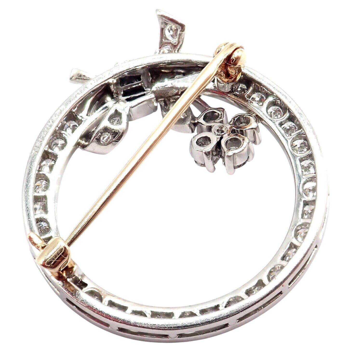 Rare! Authentic Tiffany & Co. Circle Platinum 2.1ct Diamond Pin Brooch 1920's | Fortrove