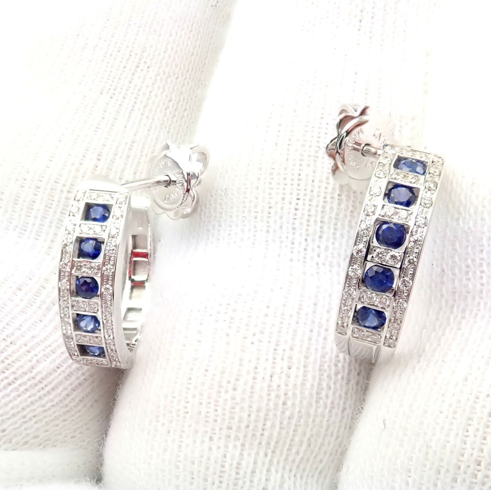 New Authentic! Damiani 18k White Gold Diamond Sapphire Belle Epoque Earrings | Fortrove