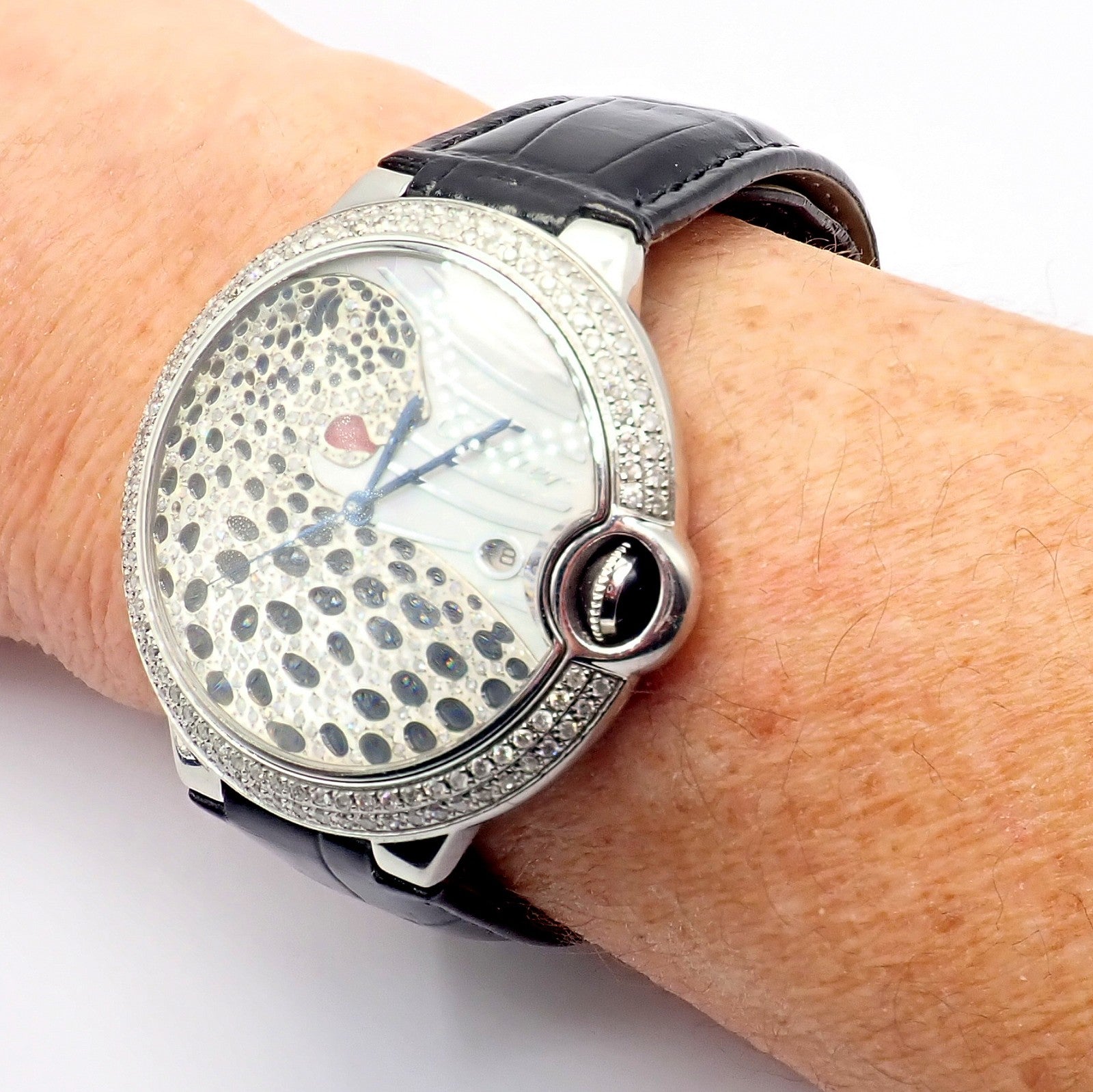 Cartier Stainless Steel Ballon Bleu Custom Diamond Enamel Automatic Watch 3001 | Fortrove