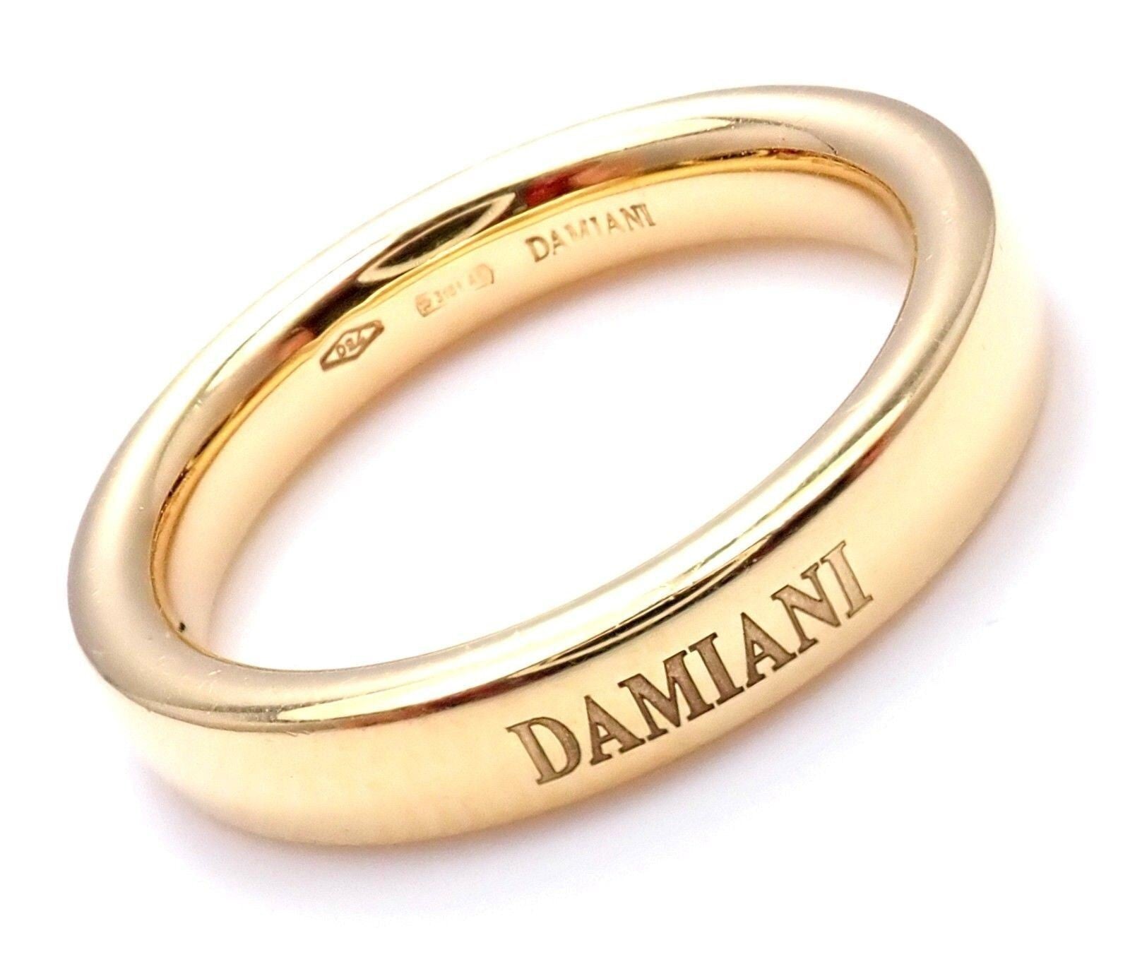 Damiani Jewelry & Watches:Fine Jewelry:Rings Rare! Authentic Damiani 18k Yellow Gold 3.5mm Band Ring Sz 5.5
