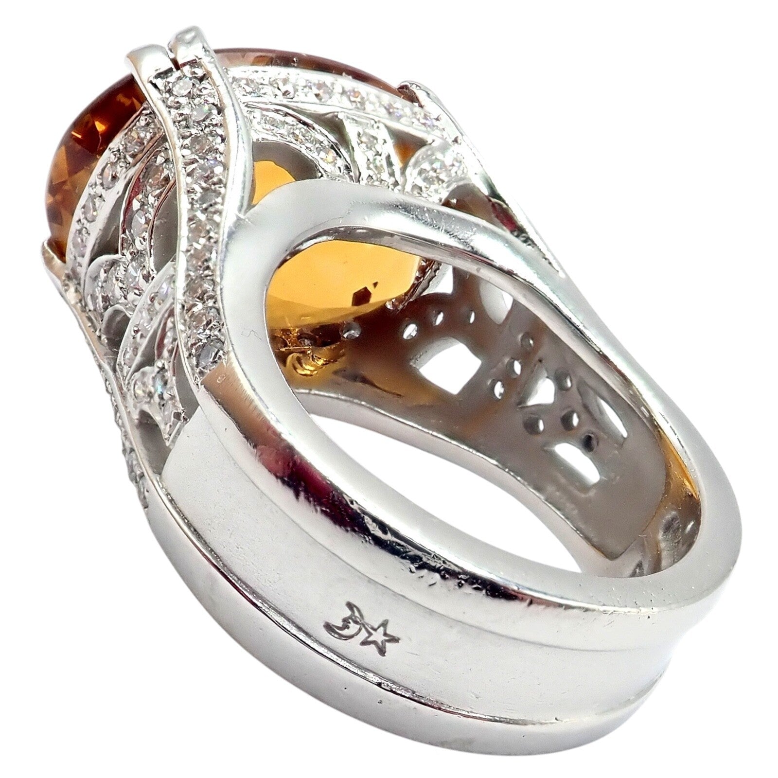 Kieselstein Cord Platinum 2.5ct Diamond Golden Citrine Cockatil Ring 1999 sz 6.5 | Fortrove