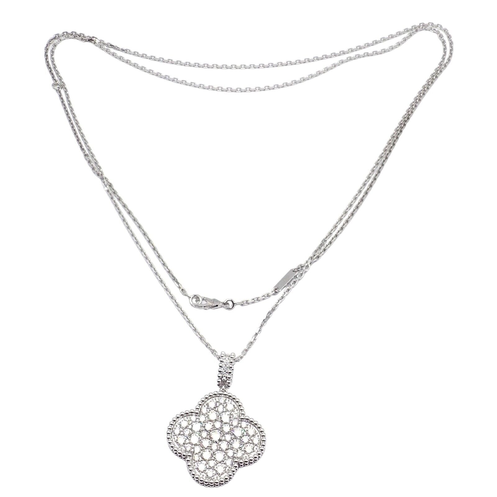 Van Cleef & Arpels Jewelry & Watches:Fine Jewelry:Necklaces & Pendants Van Cleef & Arpels Magic Alhambra 18k White Gold Diamond 1 Motif Long Necklace