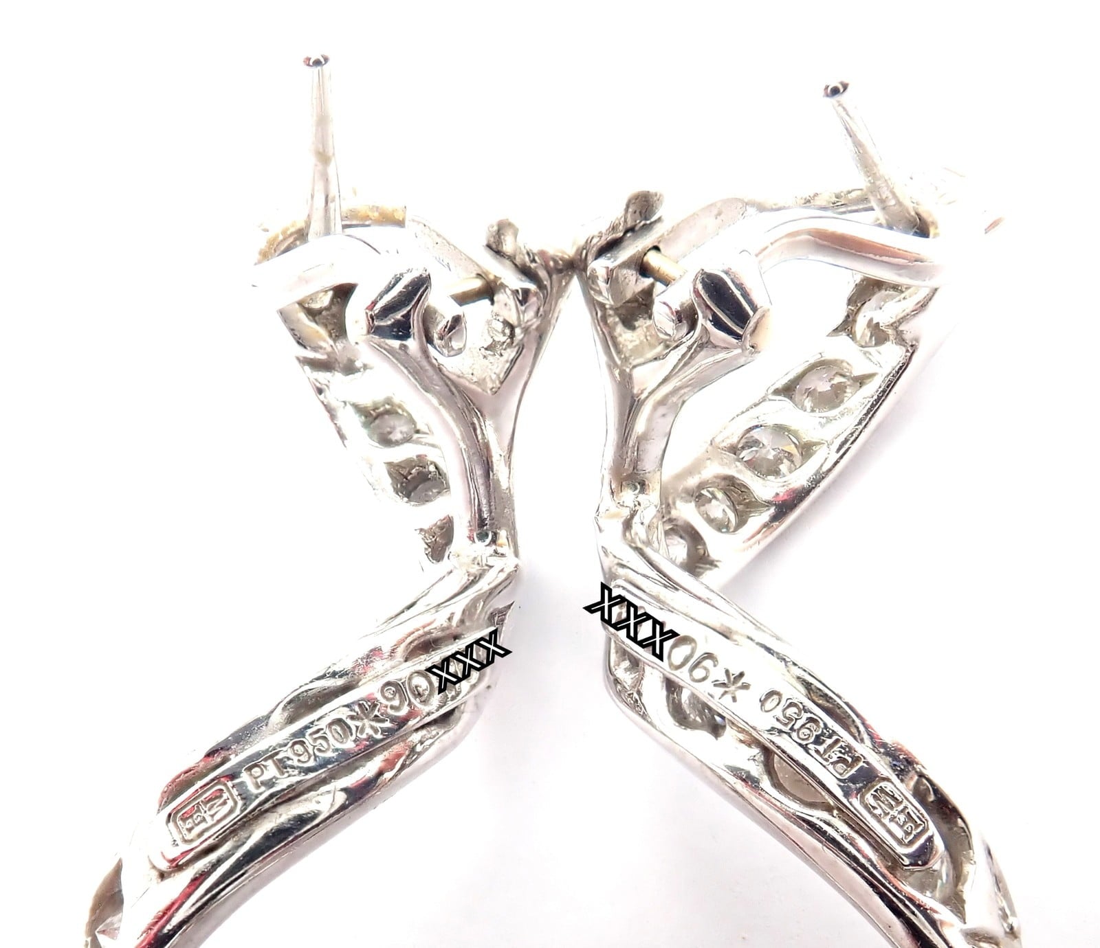 Authentic! Harry Winston Platinum Diamond Twisted Long Hanging Drop Earrings | Fortrove